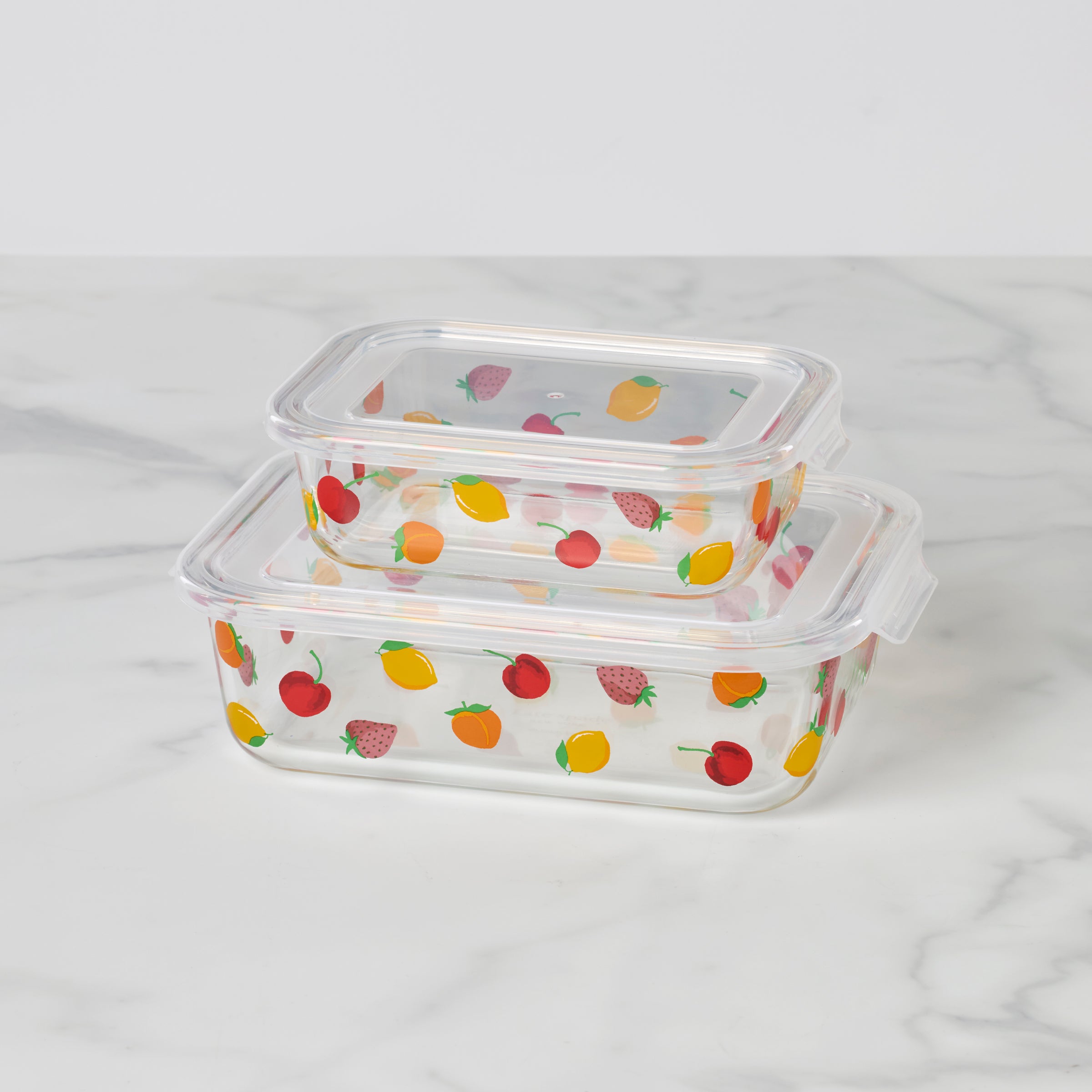 Fruit-Printed Glass Serve & Store Dish Set | Tutti Fruity