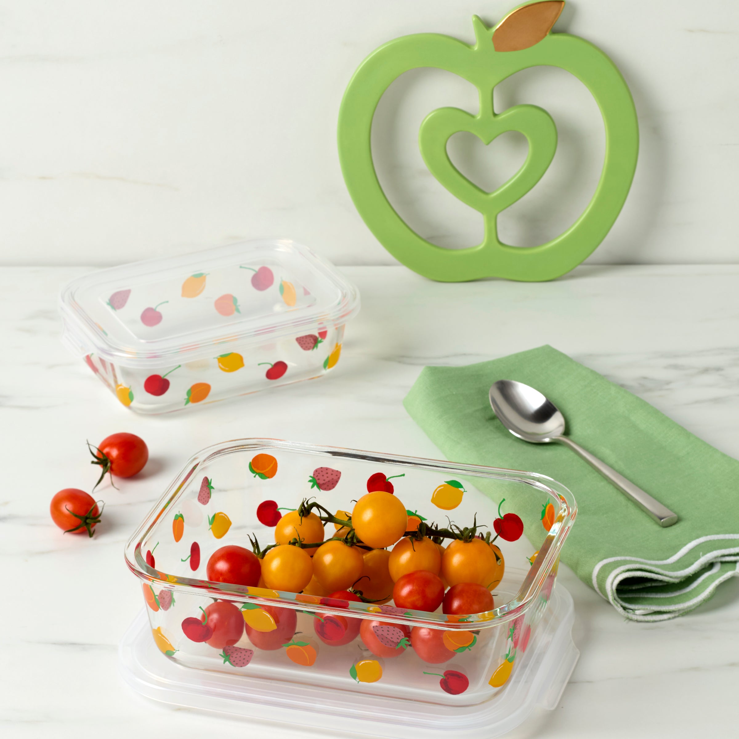 Fruit-Printed Glass Serve & Store Dish Set | Tutti Fruity