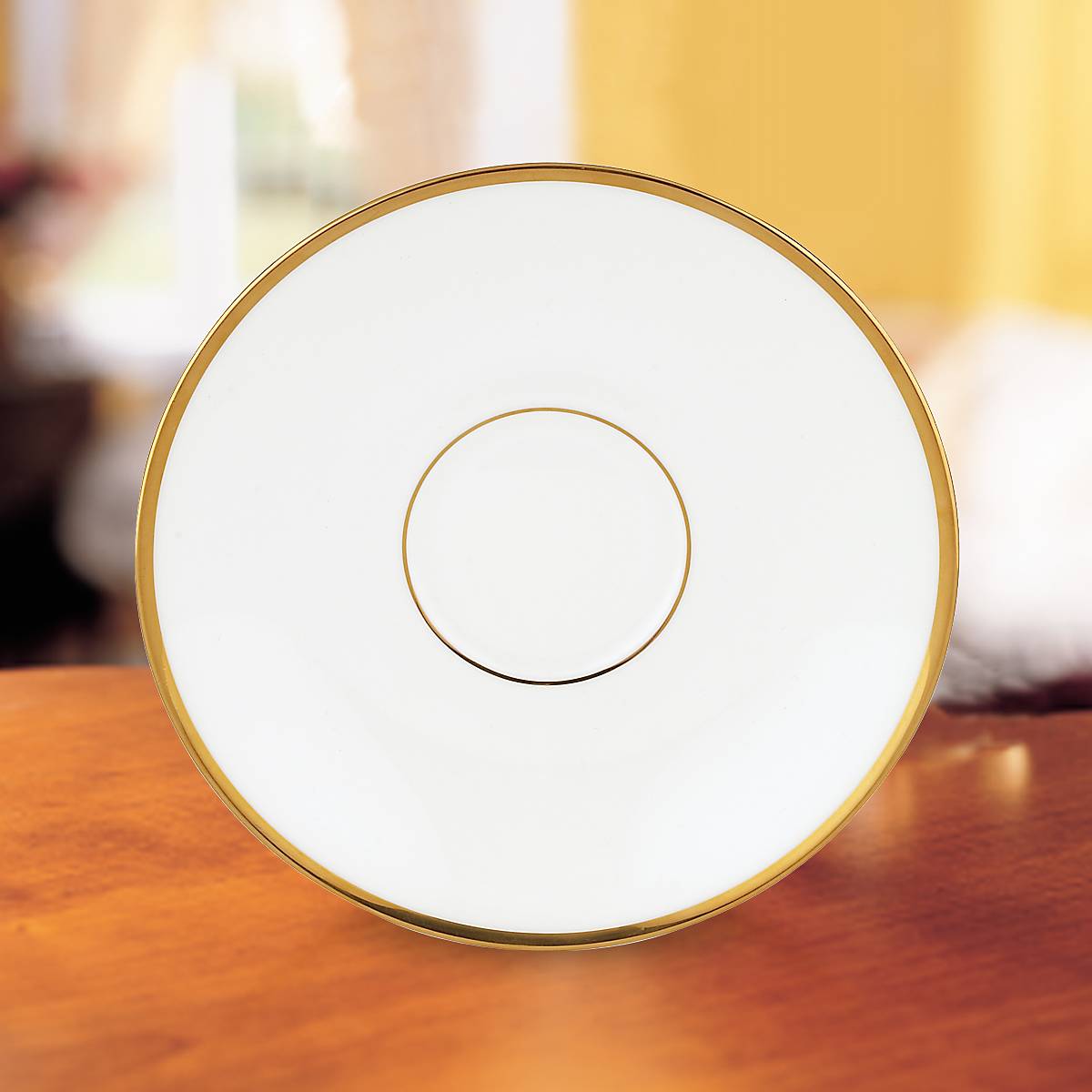 Microwave-Safe Gold Trim Bone China Saucer | Continental Dining