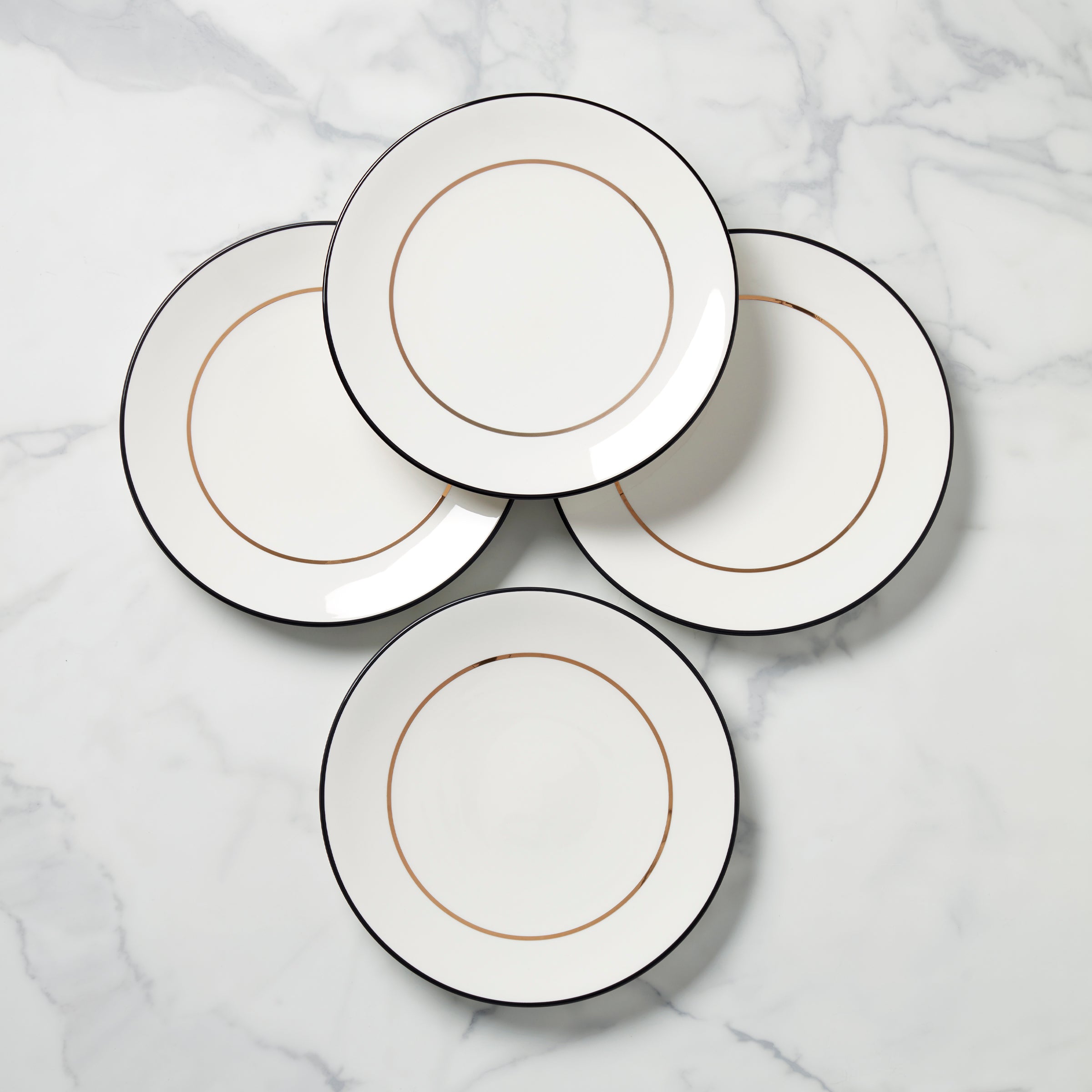 Elegant Black & Gold Dinner Plates - Set of 4 | Kate Spade