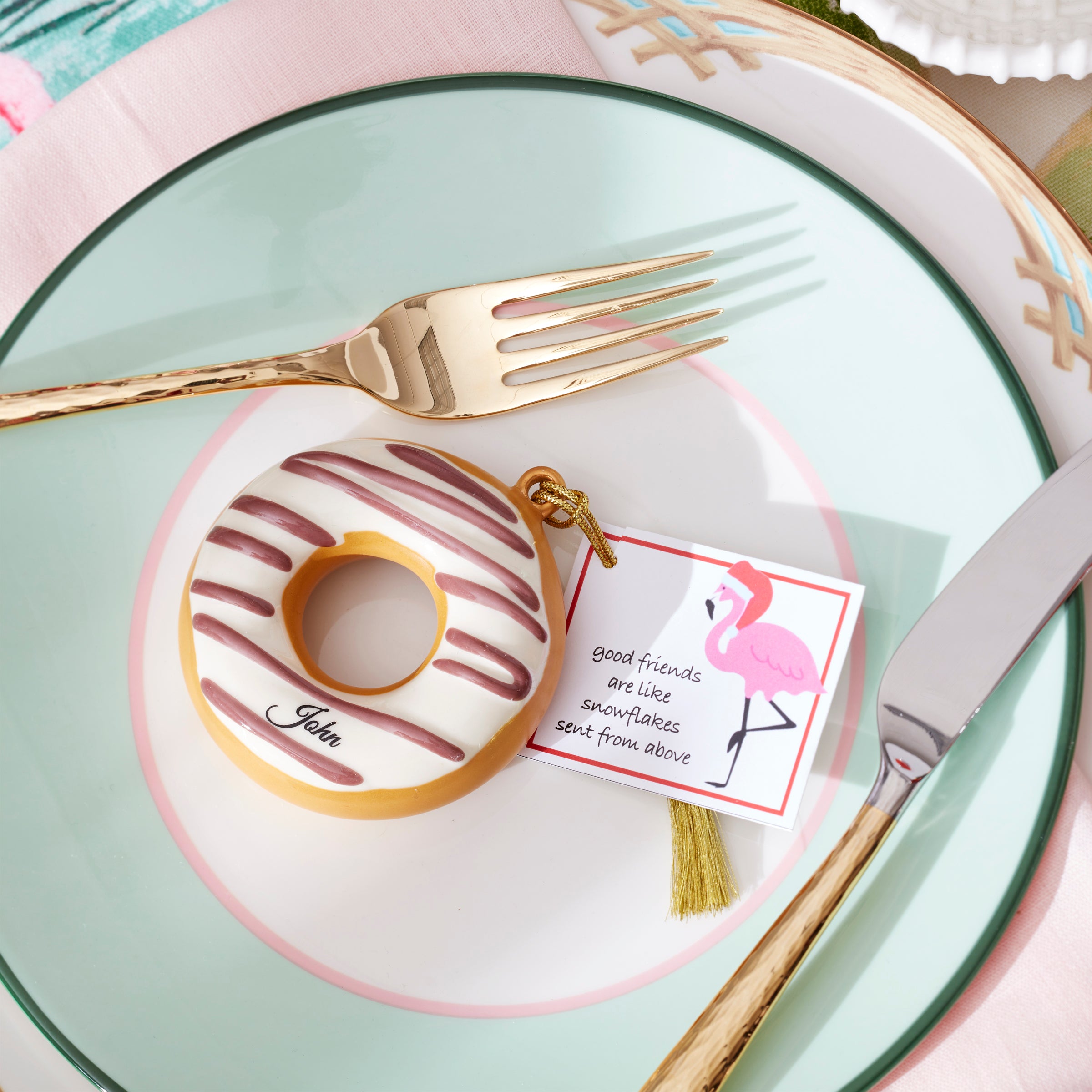 Sophisticated Dinner Plates Set of 4 in Green & Pink | Kate Spade