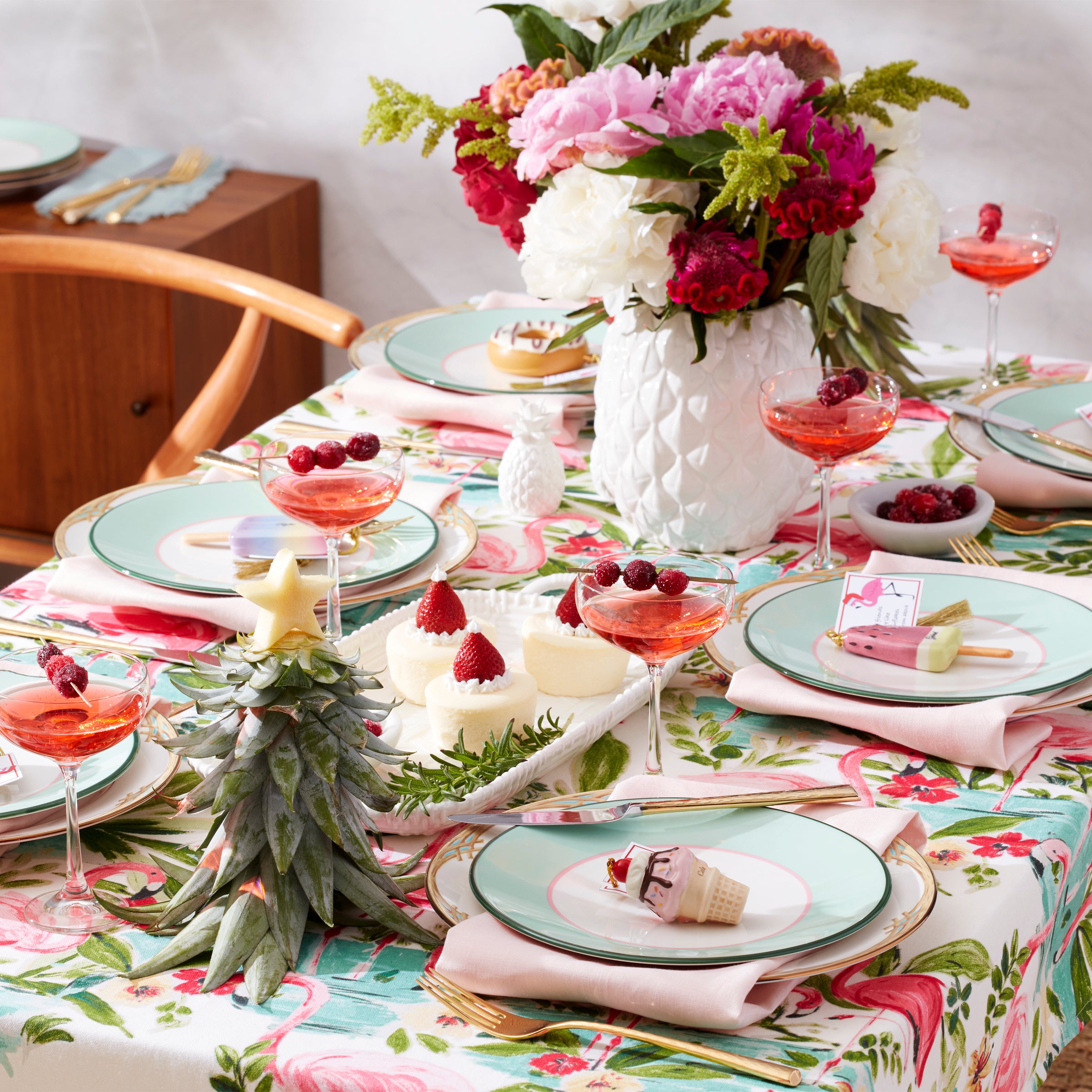 Sophisticated Dinner Plates Set of 4 in Green & Pink | Kate Spade