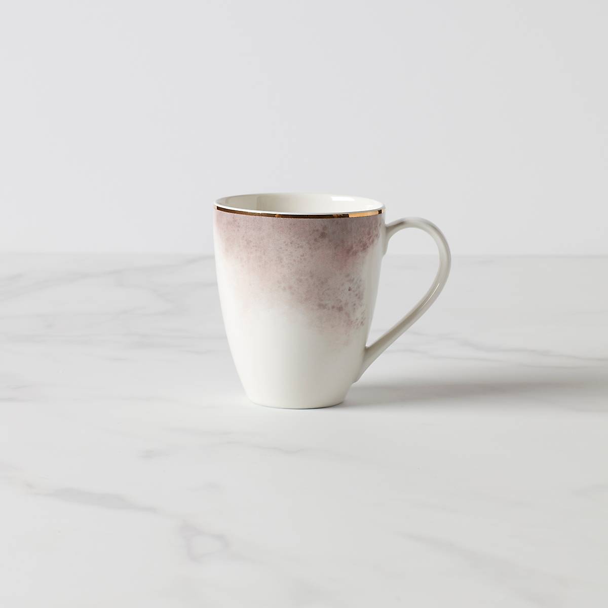 Pink & Grey Watercolor Ceramic Mug with Gold Accents | Trianna Salaria