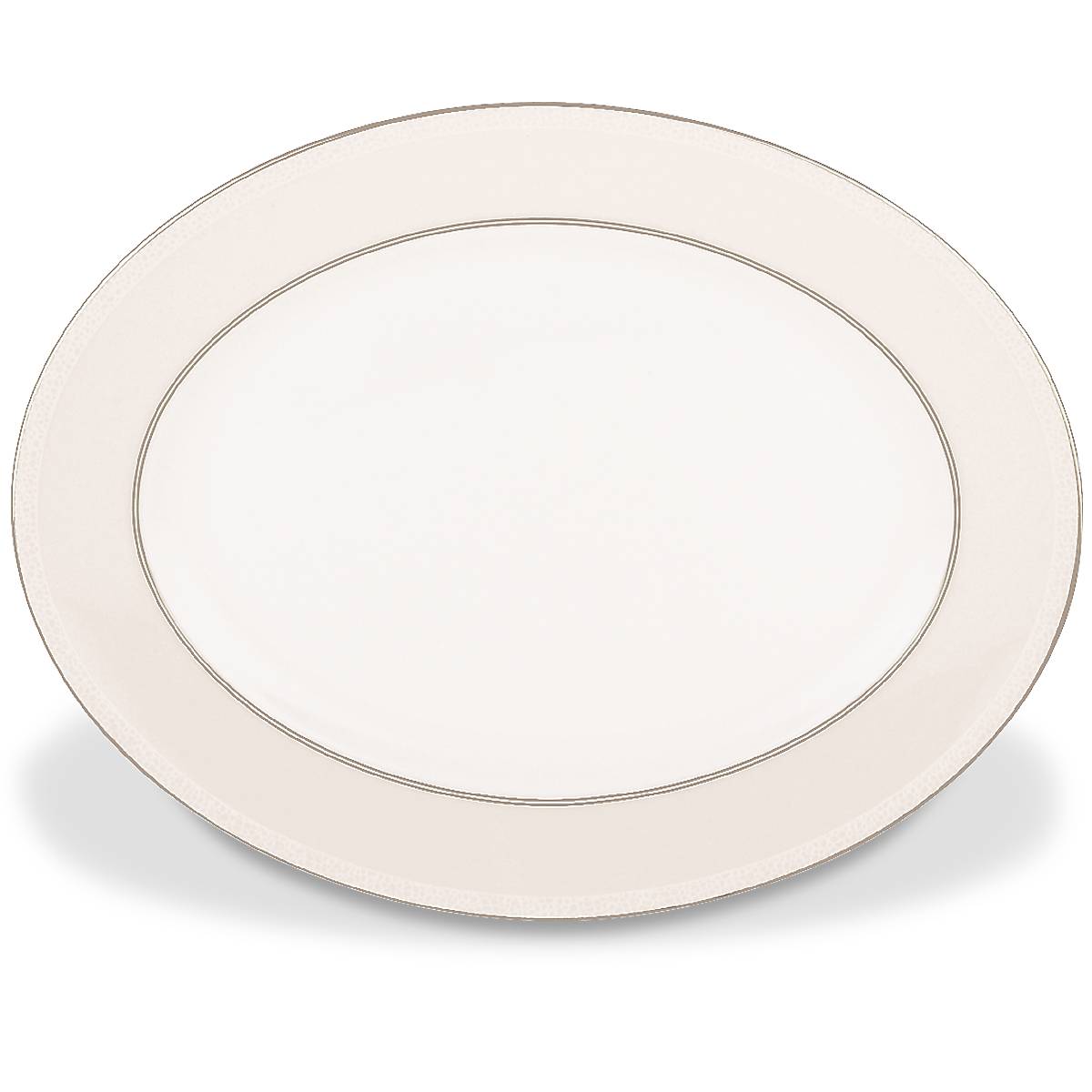 White Bone China Oval Serving Platter with Platinum Accents | Kate Spade