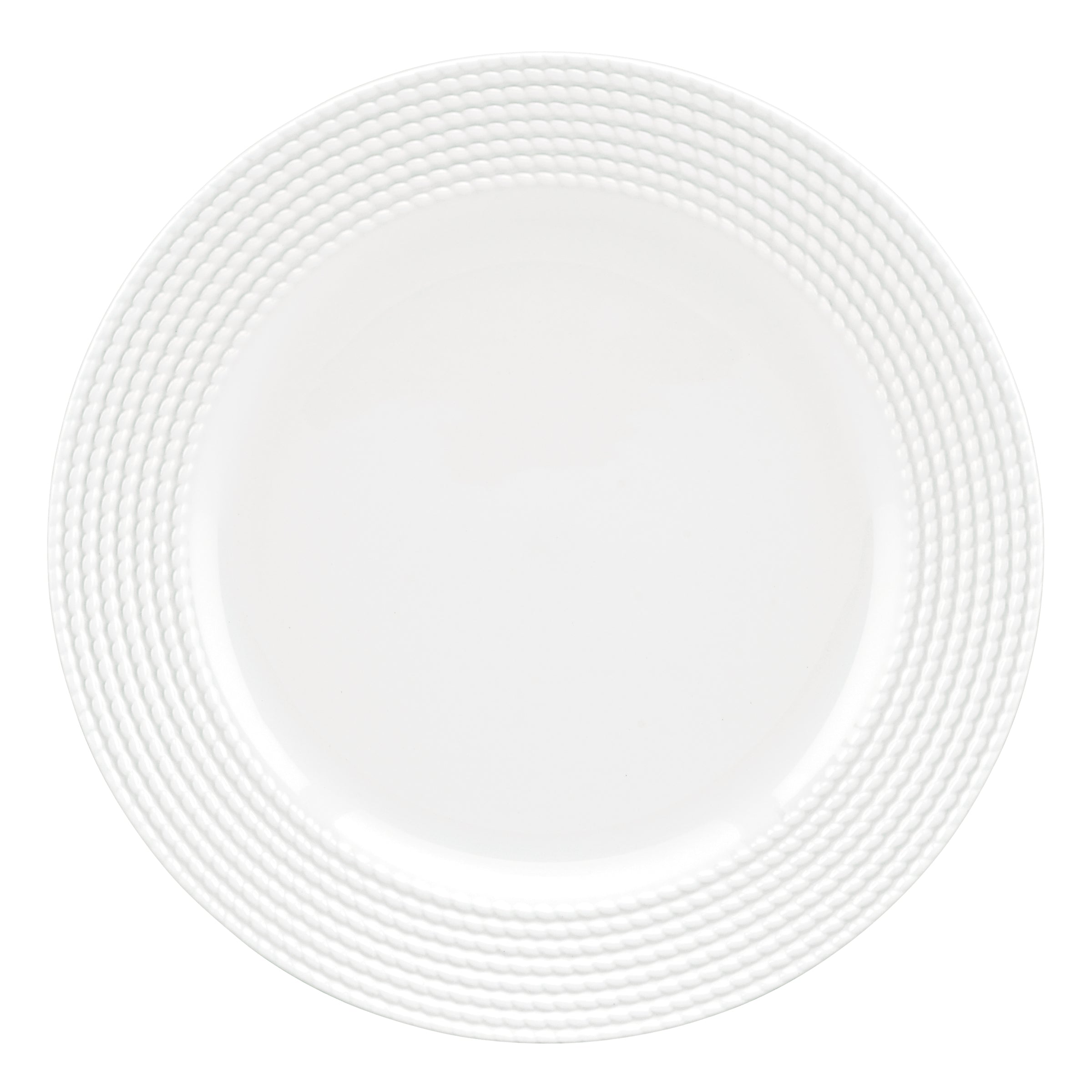 White Ceramic Dinner Plate with Textured Rope Motif | Kate Spade Wickford