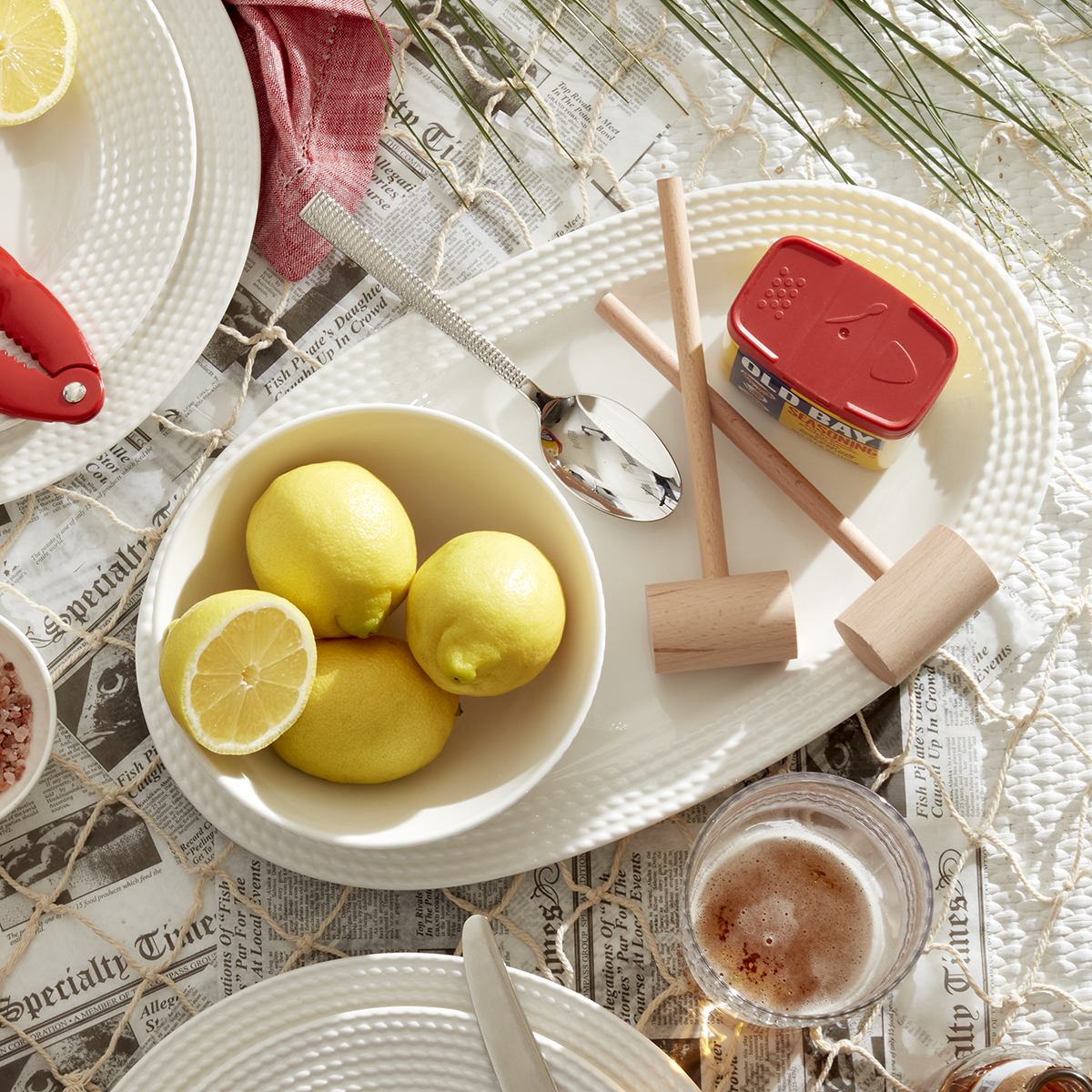White Ceramic Hors d'Oeuvres Tray with Rope Motif | Kate Spade Wickford