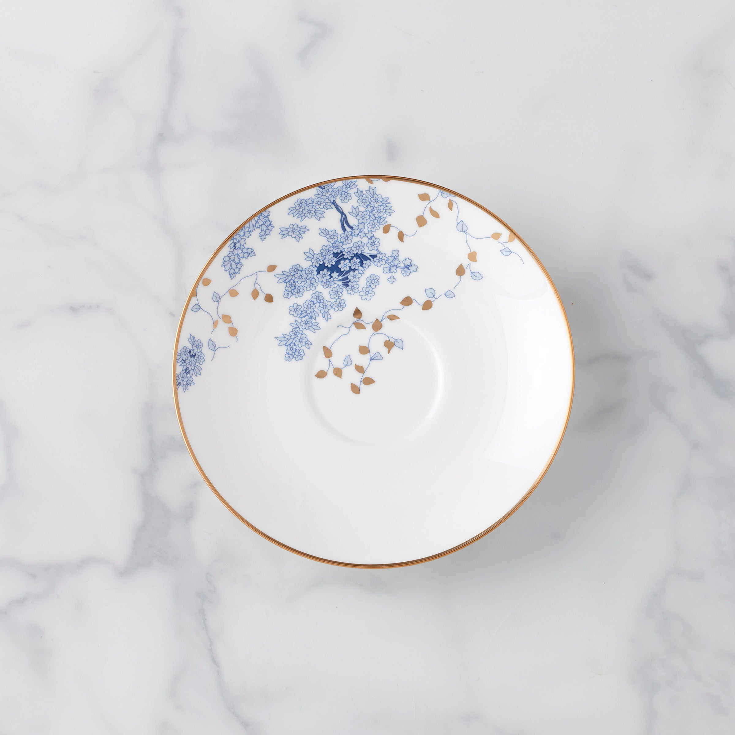 Elegant Bone China Saucer with Gold Trim | Garden Grove