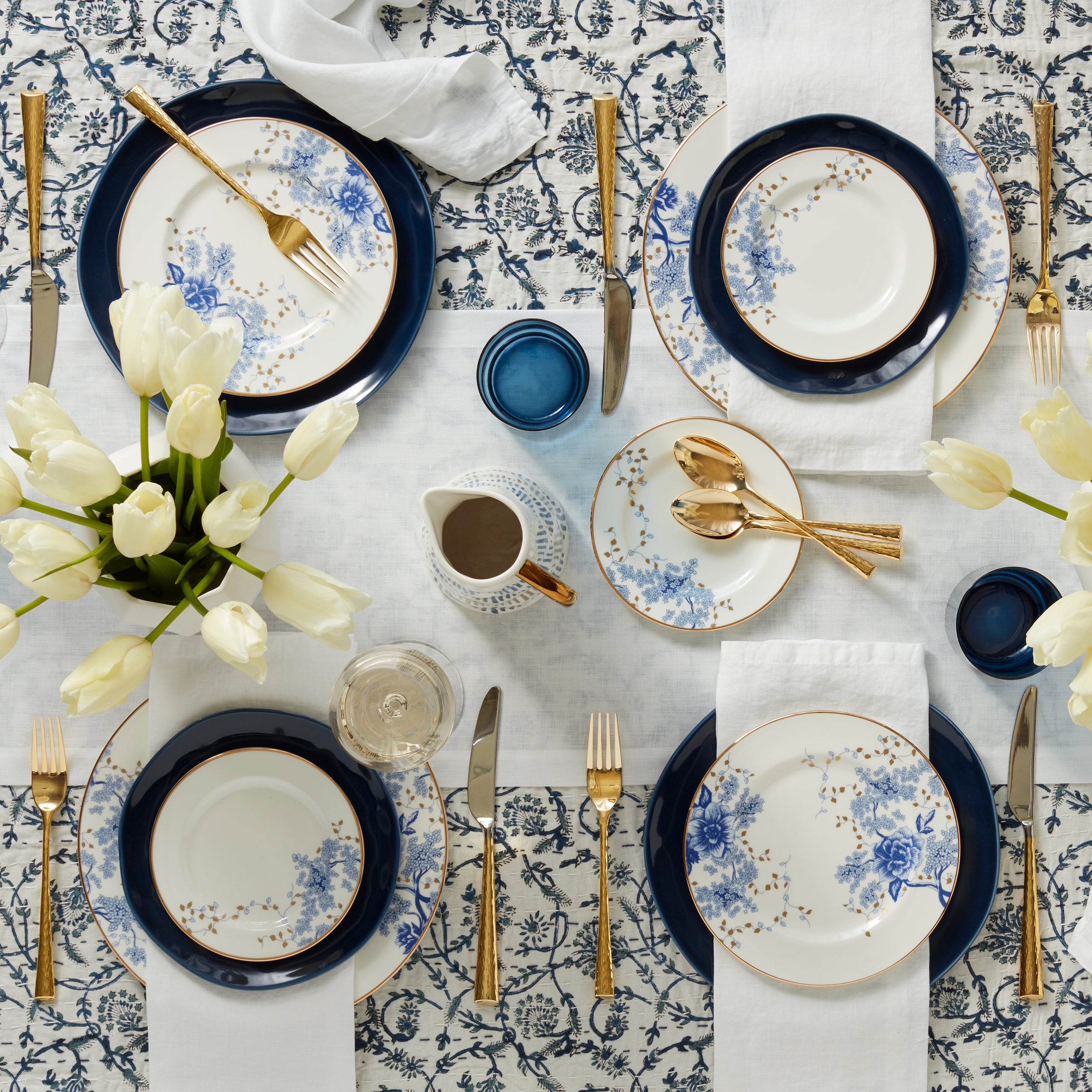 Elegant Bone China Saucer with Gold Trim | Garden Grove