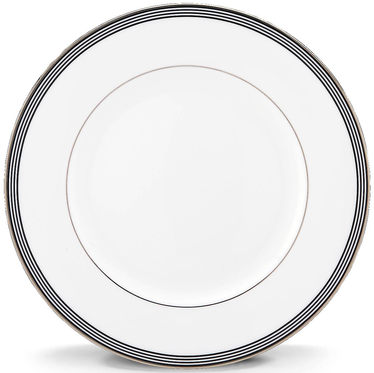 White Ceramic Dinner Plate with Platinum Accents | Parker Place
