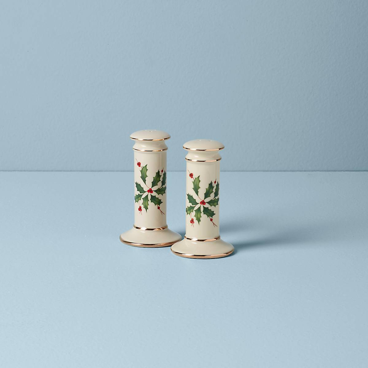 Eggshell White Salt & Pepper Shakers with Gold Trim | Holiday Archive