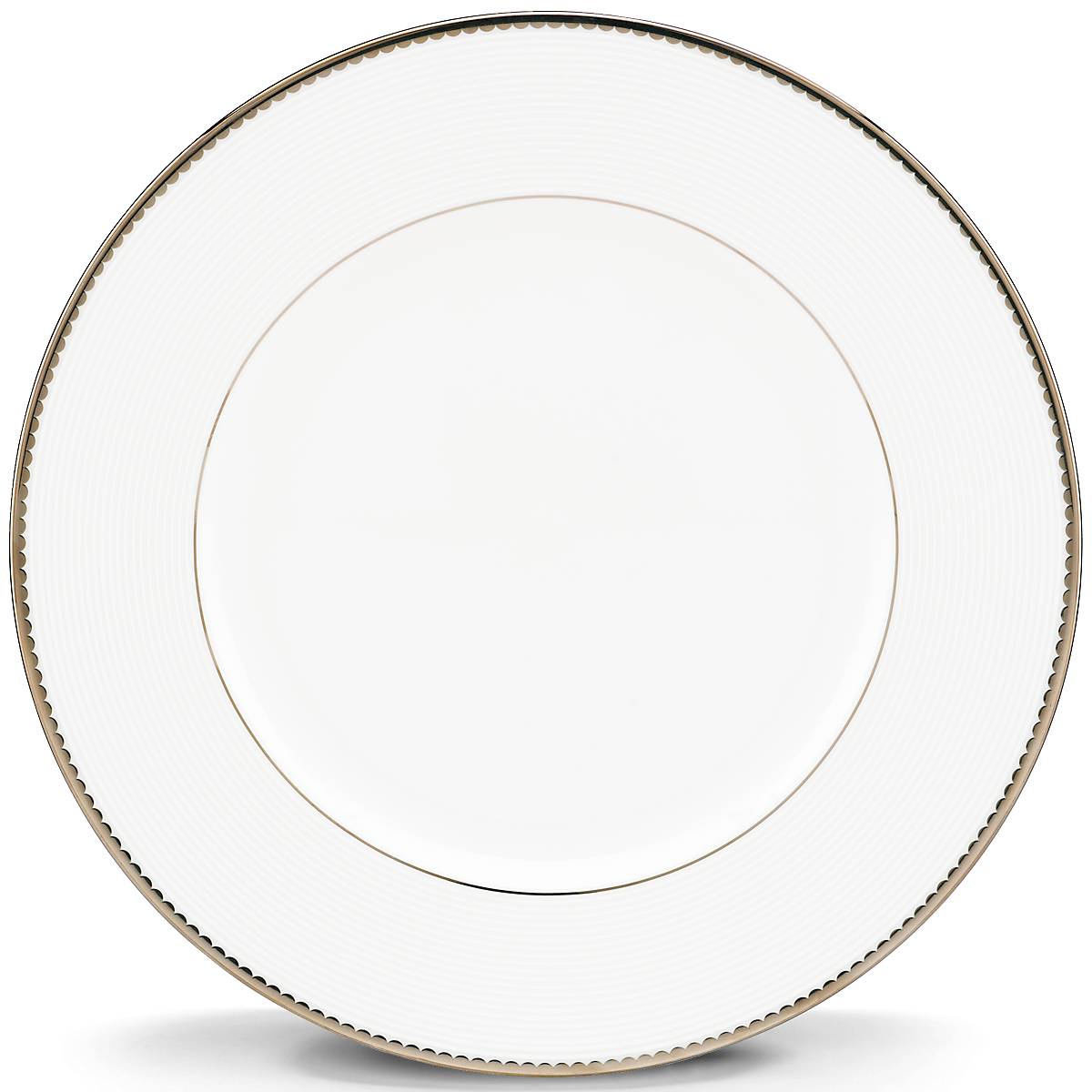 Elegant White Bone China Dinner Plate with Platinum Accents | Sugar Pointe