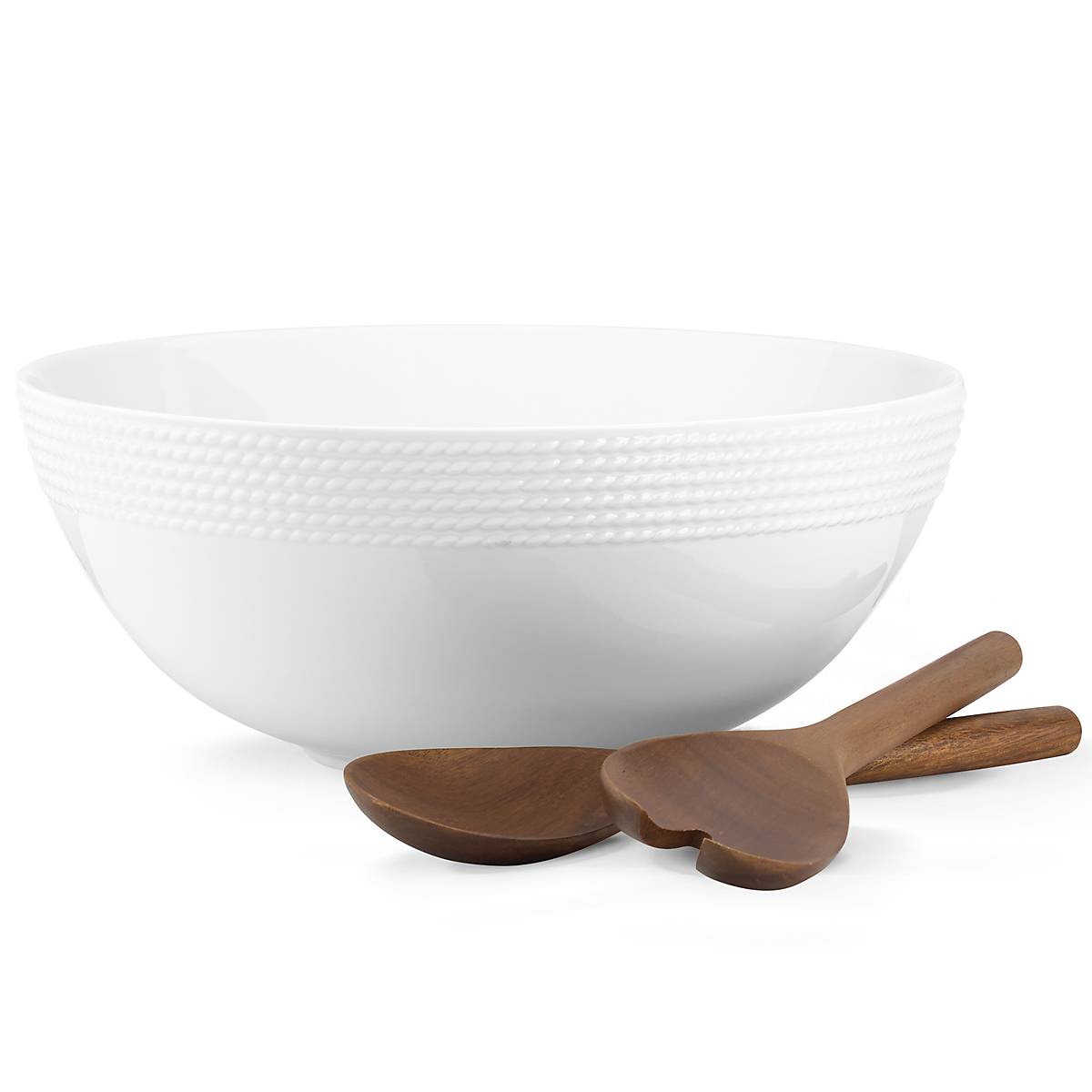 Ceramic Salad Bowl Set with Wooden Servers | Kate Spade Wickford