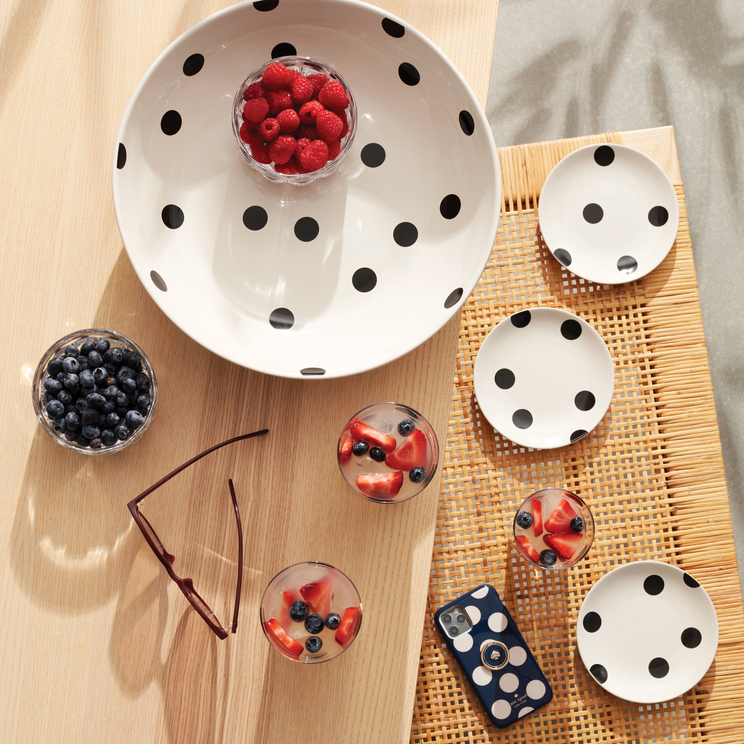 Polka Dot Ceramic Salad Bowl for Dining | Kate Spade Deco Dot