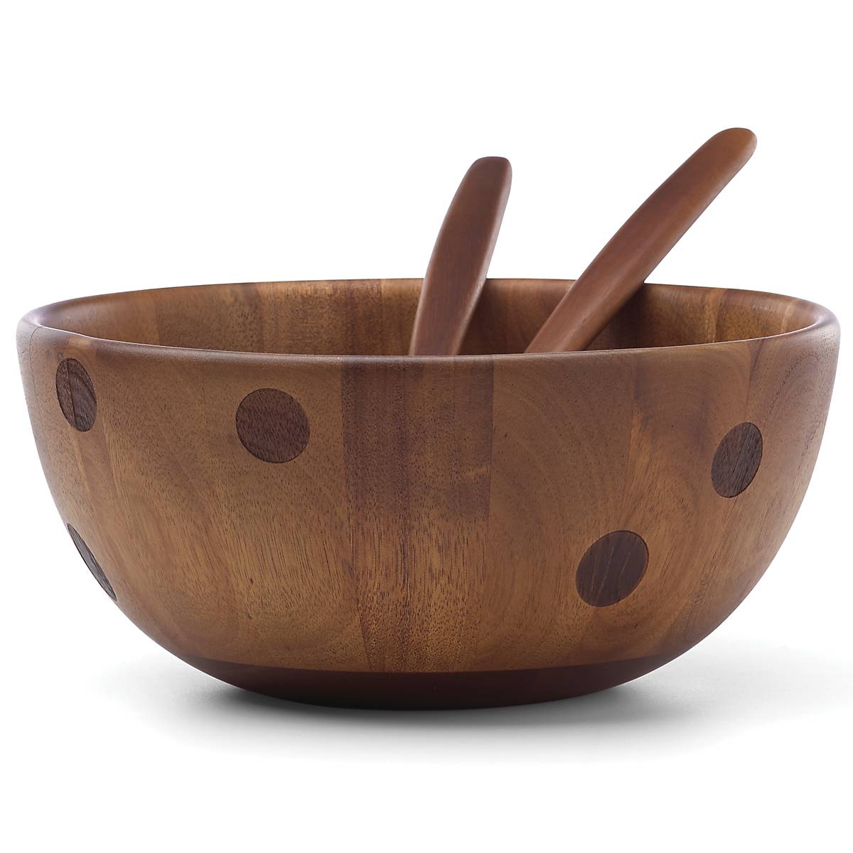 Polka Dot Acacia Wood Salad Bowl with Servers | Kate Spade