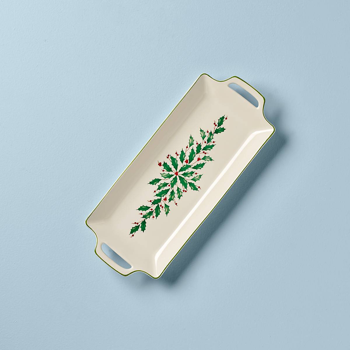 Holiday Porcelain Hors d'Oeuvre Tray with Holly Motif | Lenox
