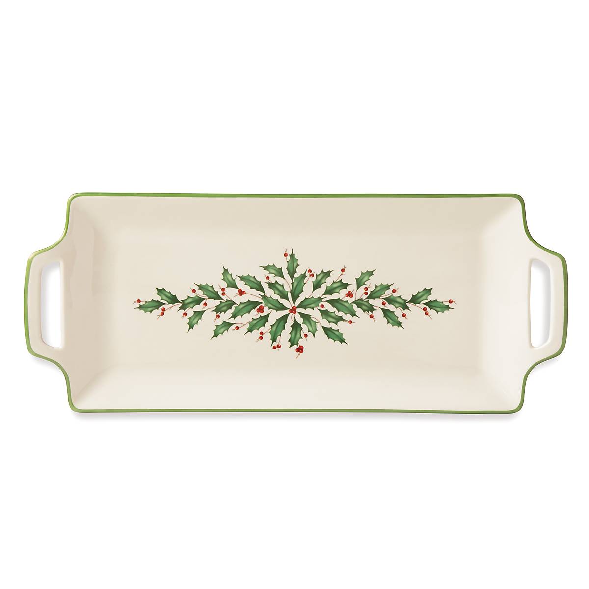 Holiday Porcelain Hors d'Oeuvre Tray with Holly Motif | Lenox