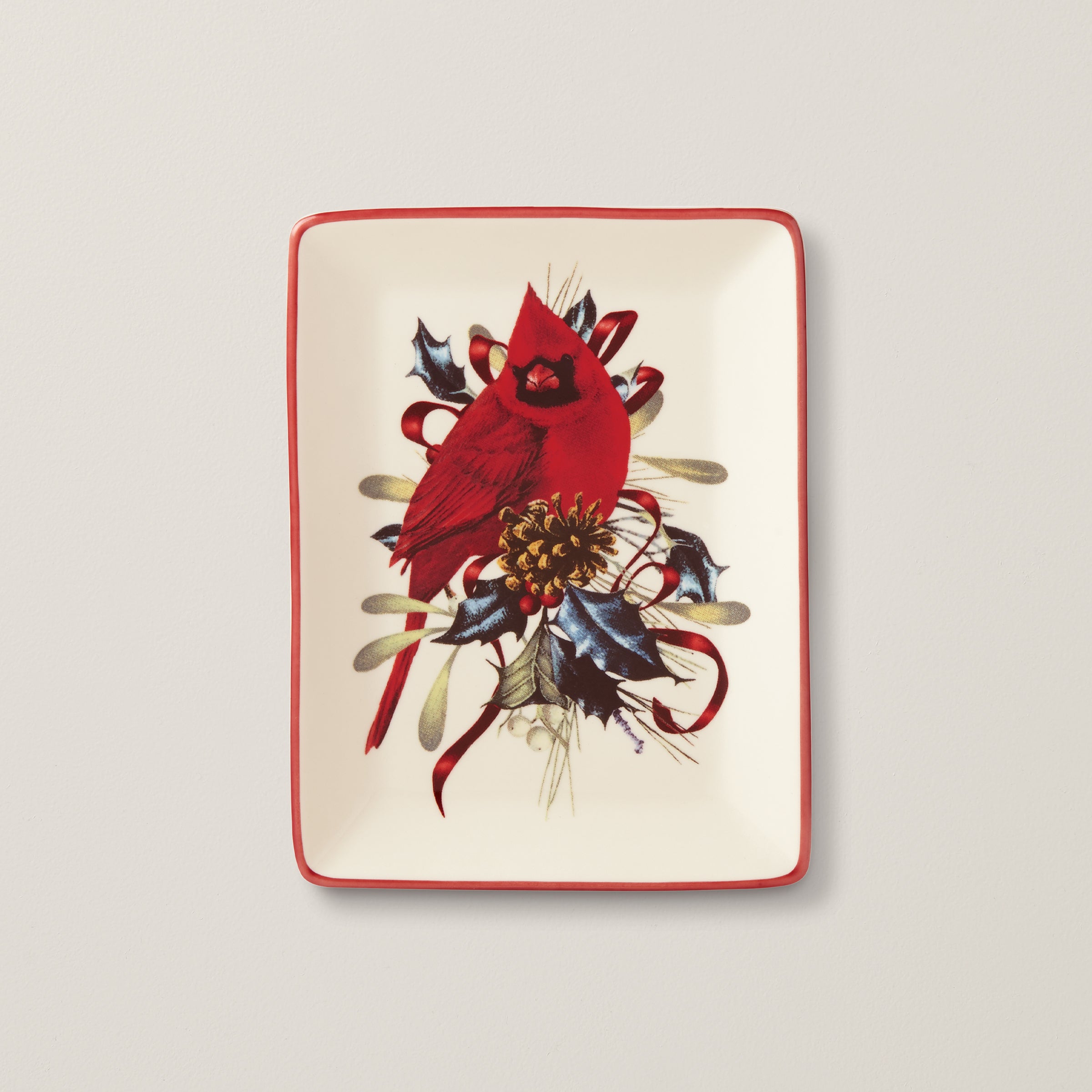 Ceramic Spoon Rest with Cardinal Design | Winter Greetings