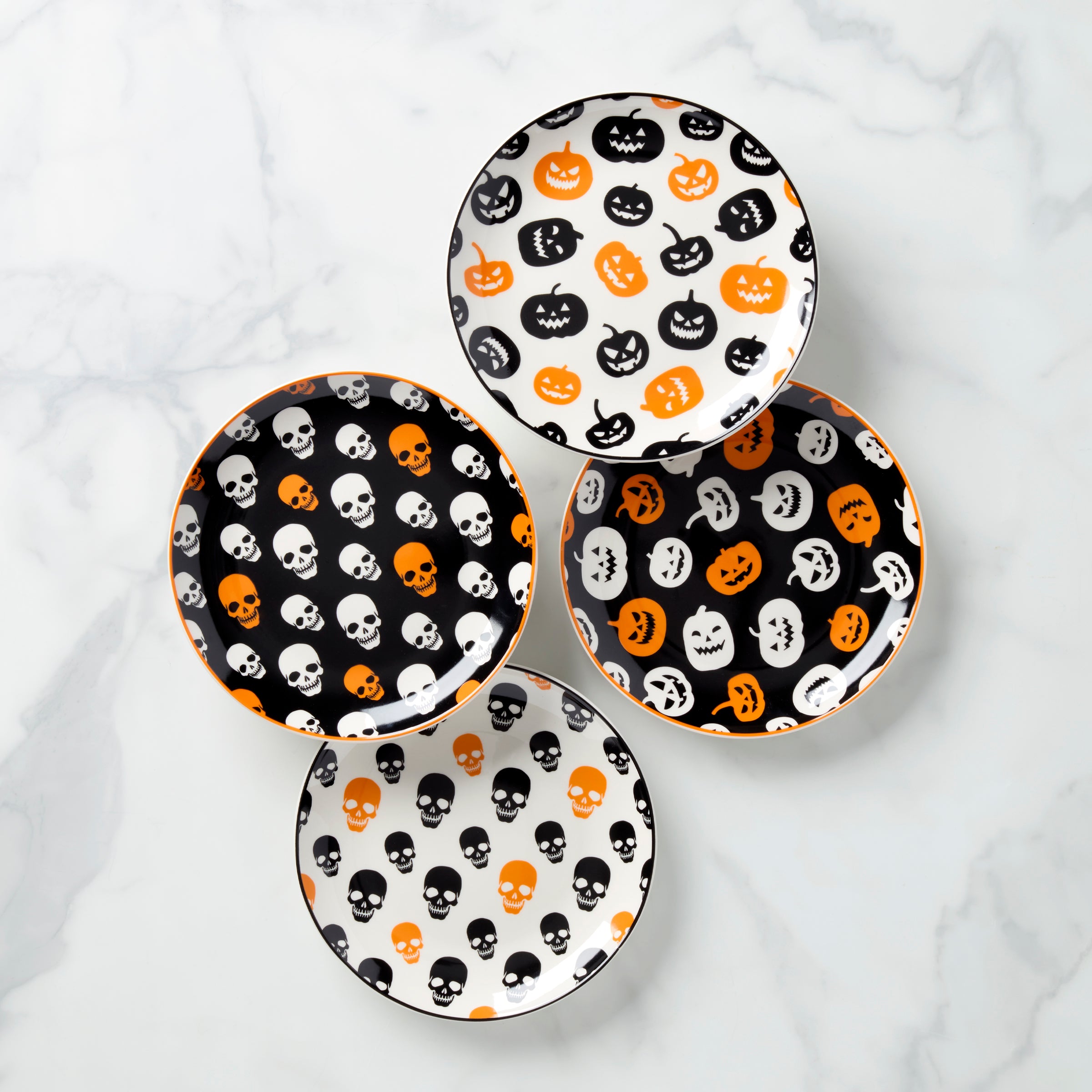 Halloween Accent Plates Set of 4 with Spooky Designs | Vintro