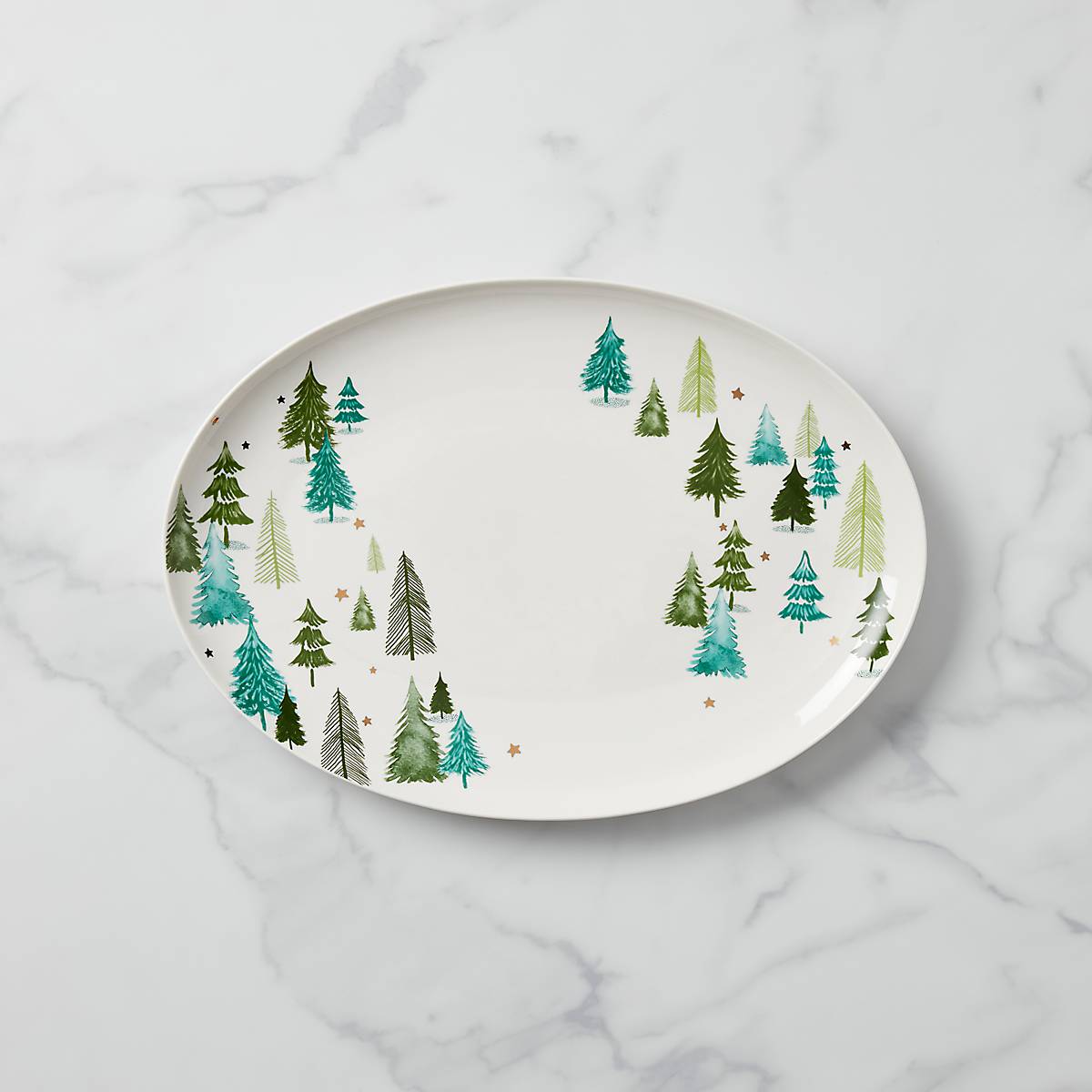 Porcelain Serving Platter with Pine Tree Design | Balsam Lane