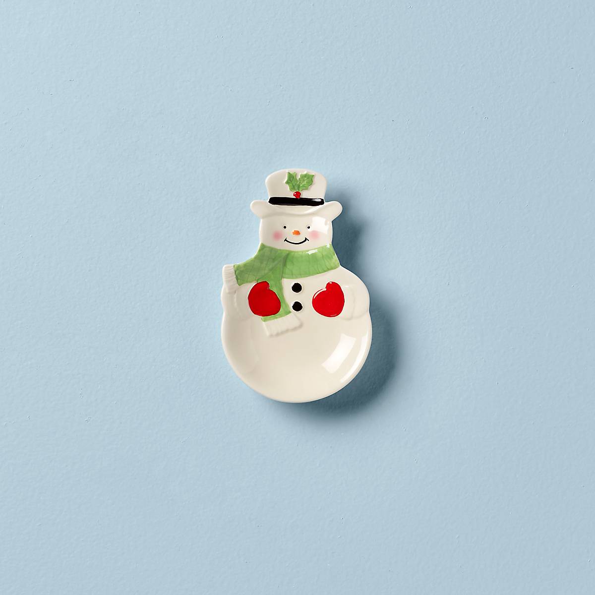 Festive Snowman Spoon Rest - Hand-Painted Ceramic Holiday Kitchen Decor