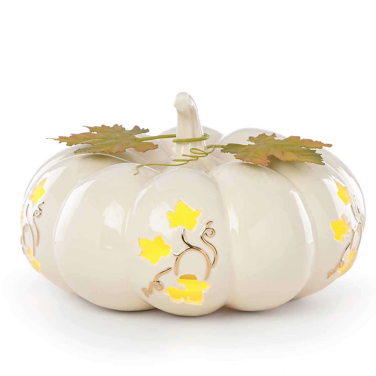 Ceramic Lighted Pumpkin Centerpiece for Autumn Decor | Battery-Operated