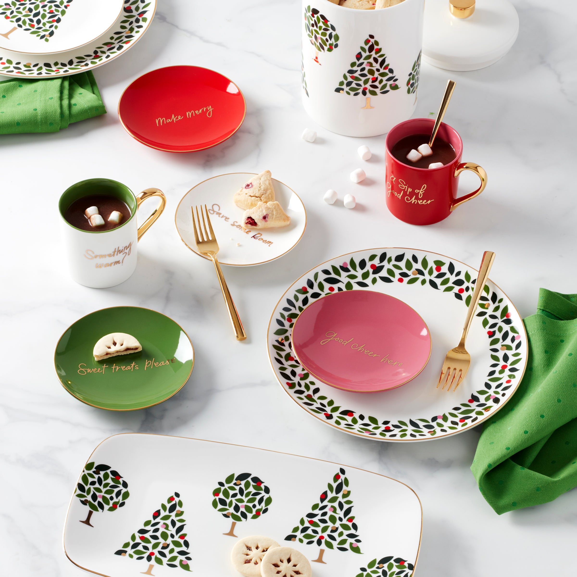 Colorful Tidbit Plates Set of 4 for Holiday Cheer | Be Jolly