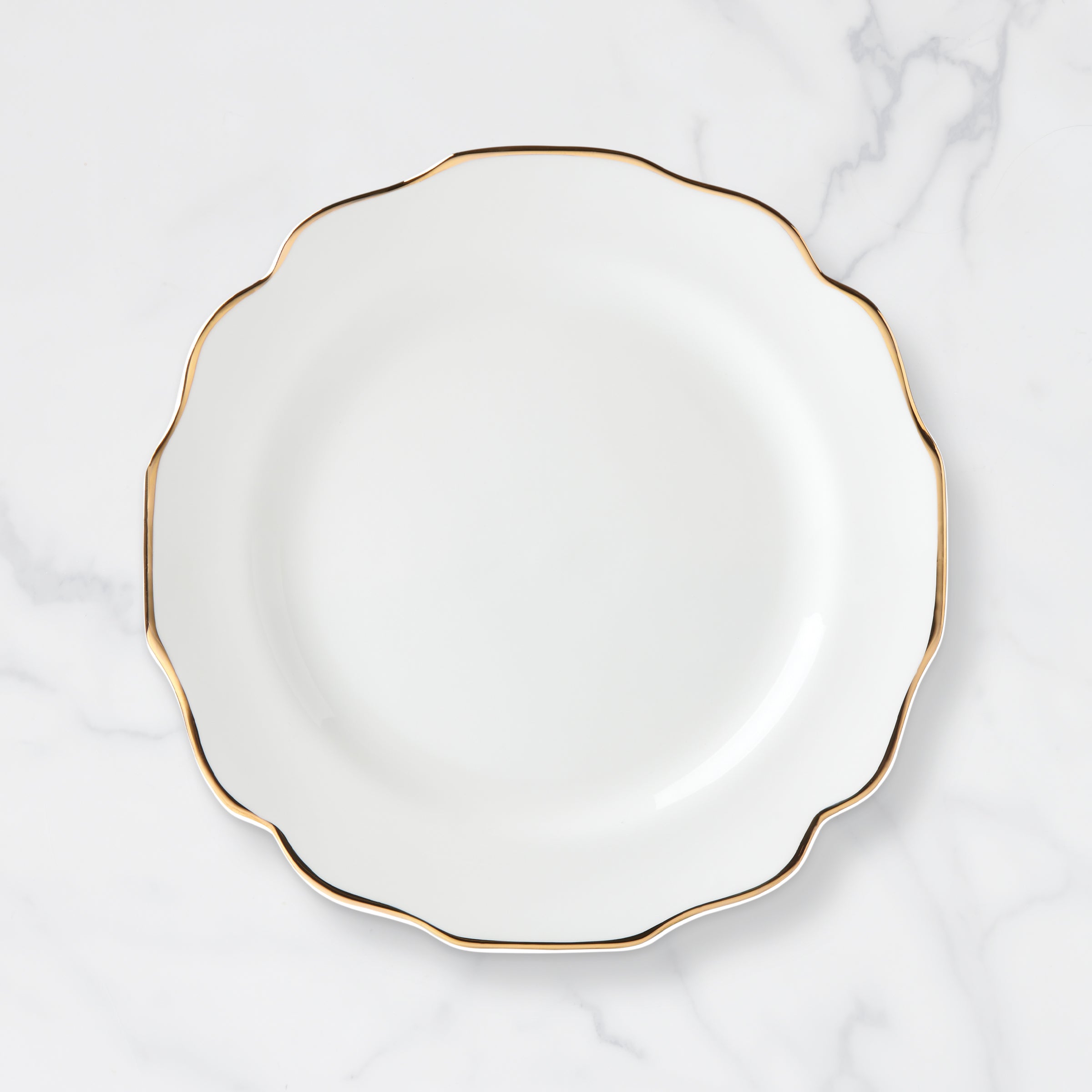 Microwave-Safe Porcelain Dinner Plate with Gold Trim | Contempo Luxe