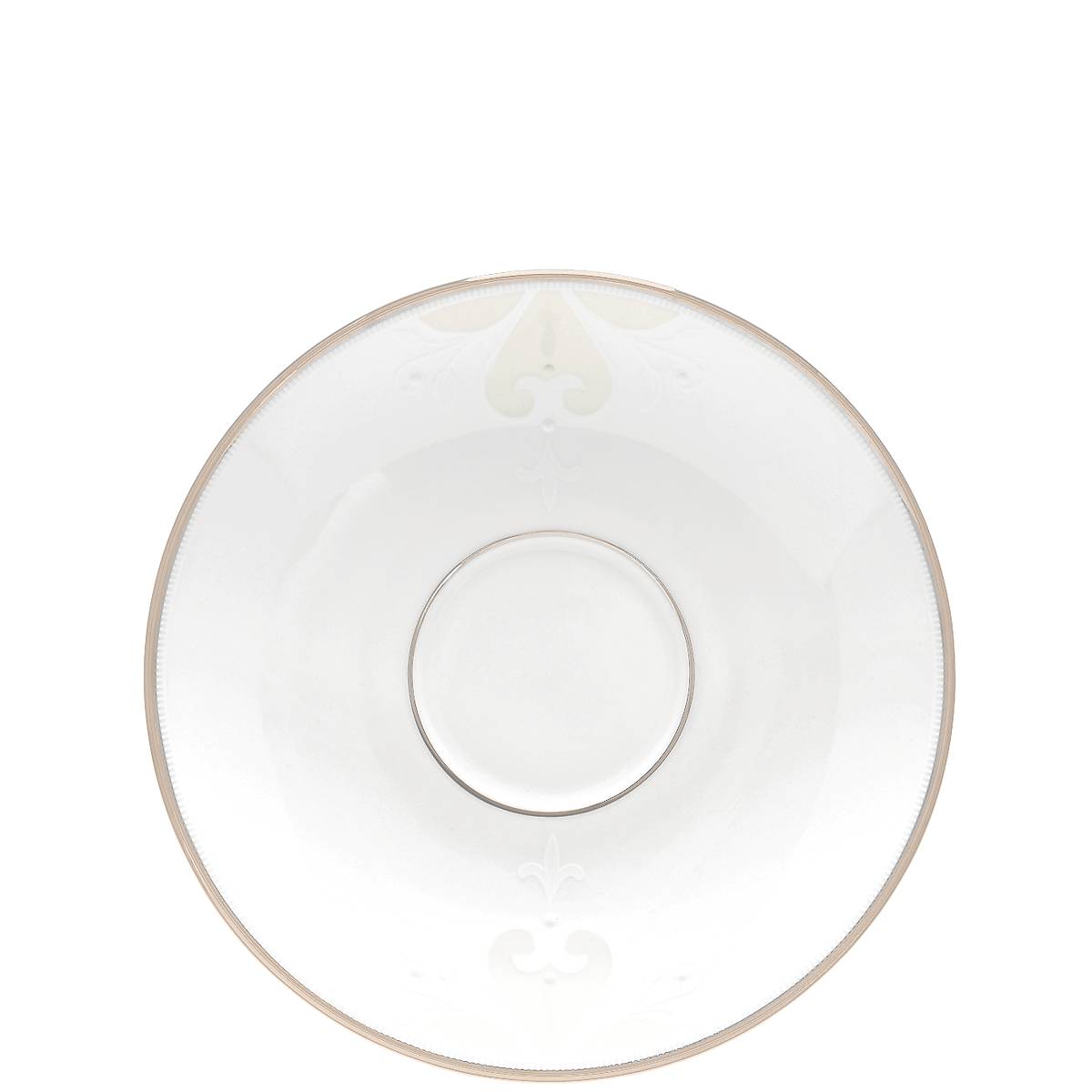 Ornate Bone China Saucer with Platinum Accents | Opal Innocence
