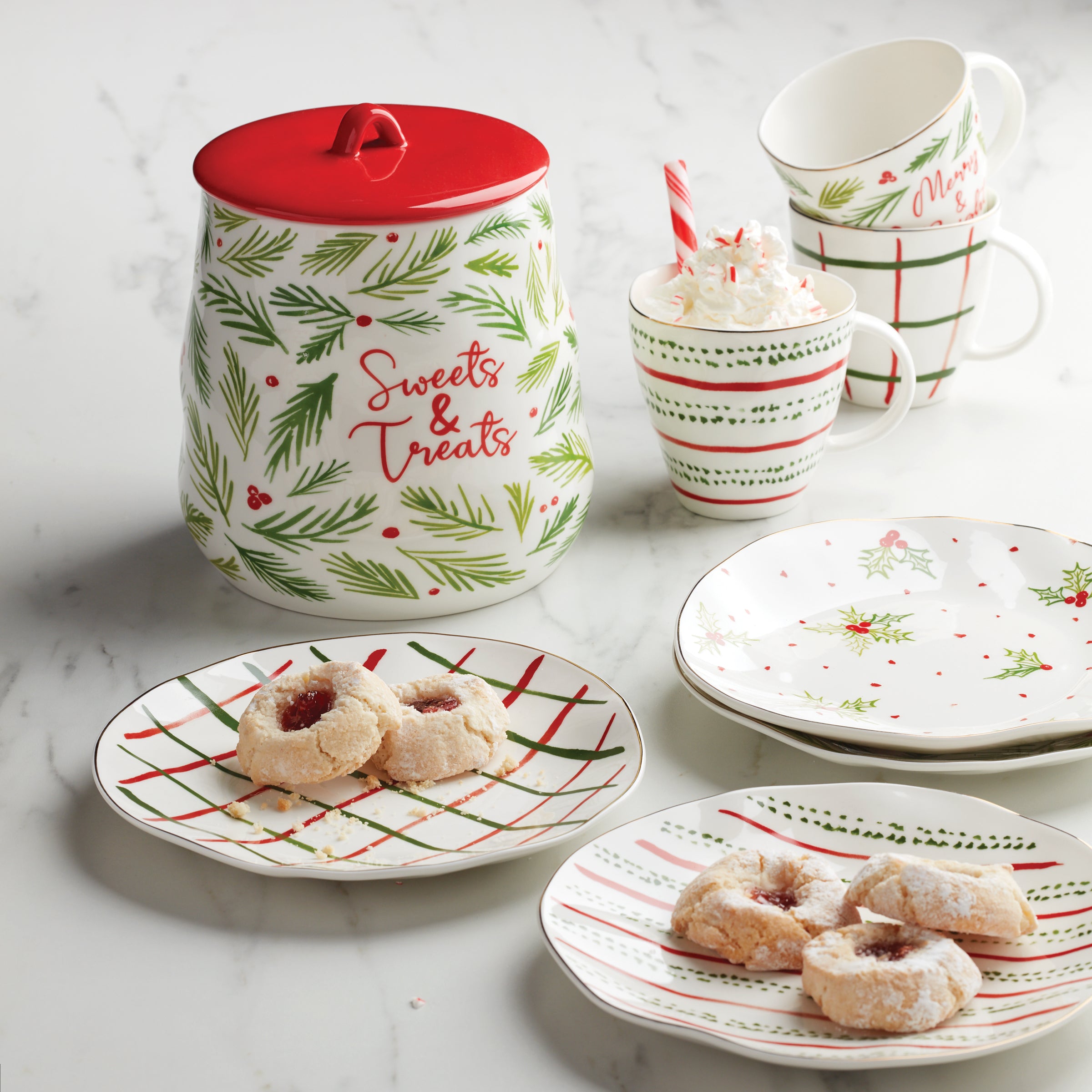 Porcelain Dessert Plates Set of 4 with Holiday Motifs | Bayberry