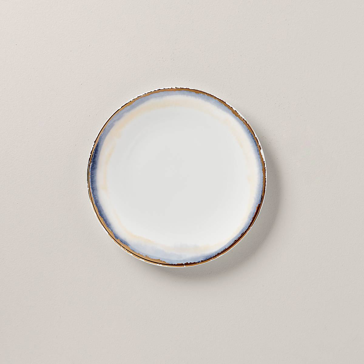 Watercolor Summer Dinner Plate with Gold Details | Microwave-Safe