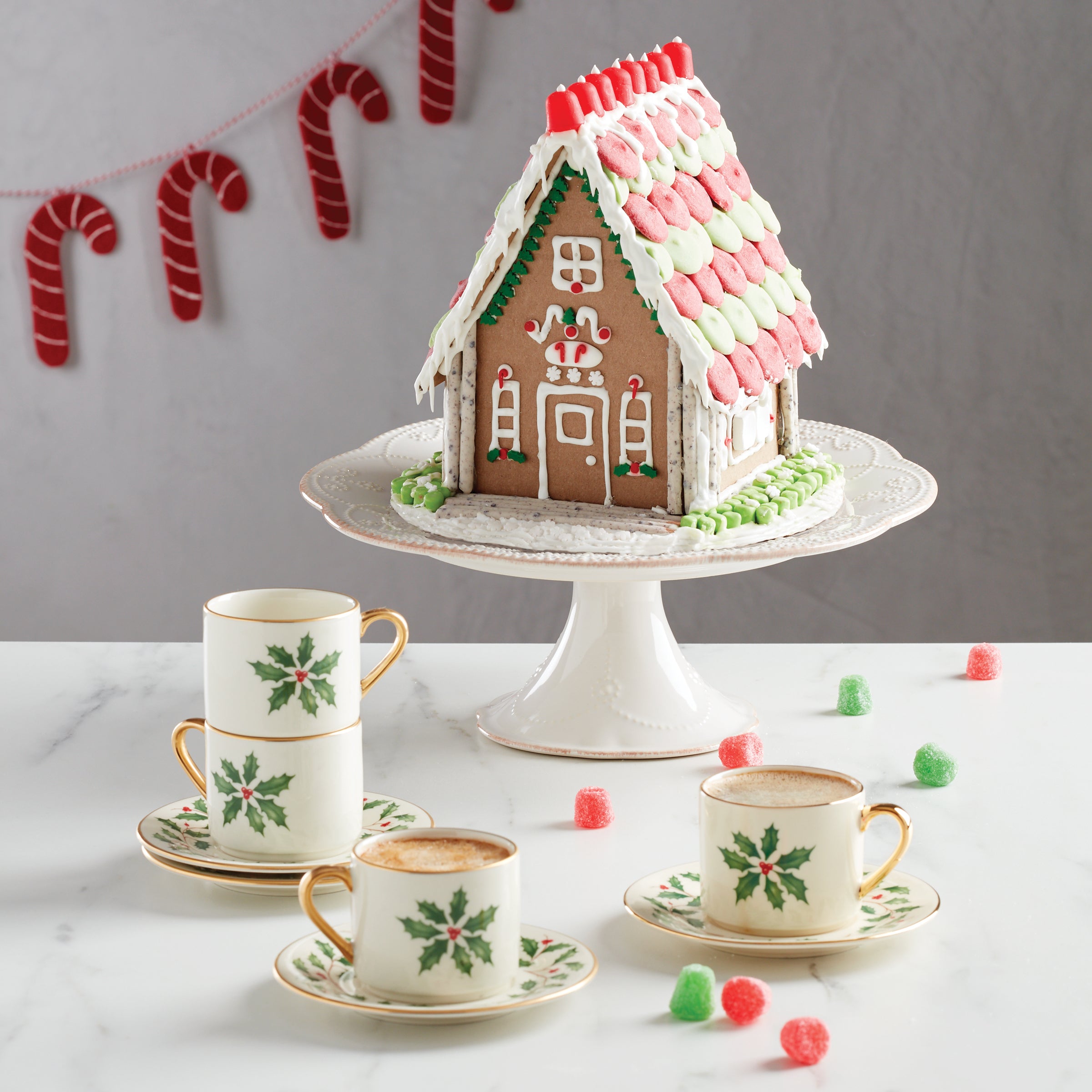 White Ceramic Pedestal Cake Plate with Scalloped Edge | French Perle