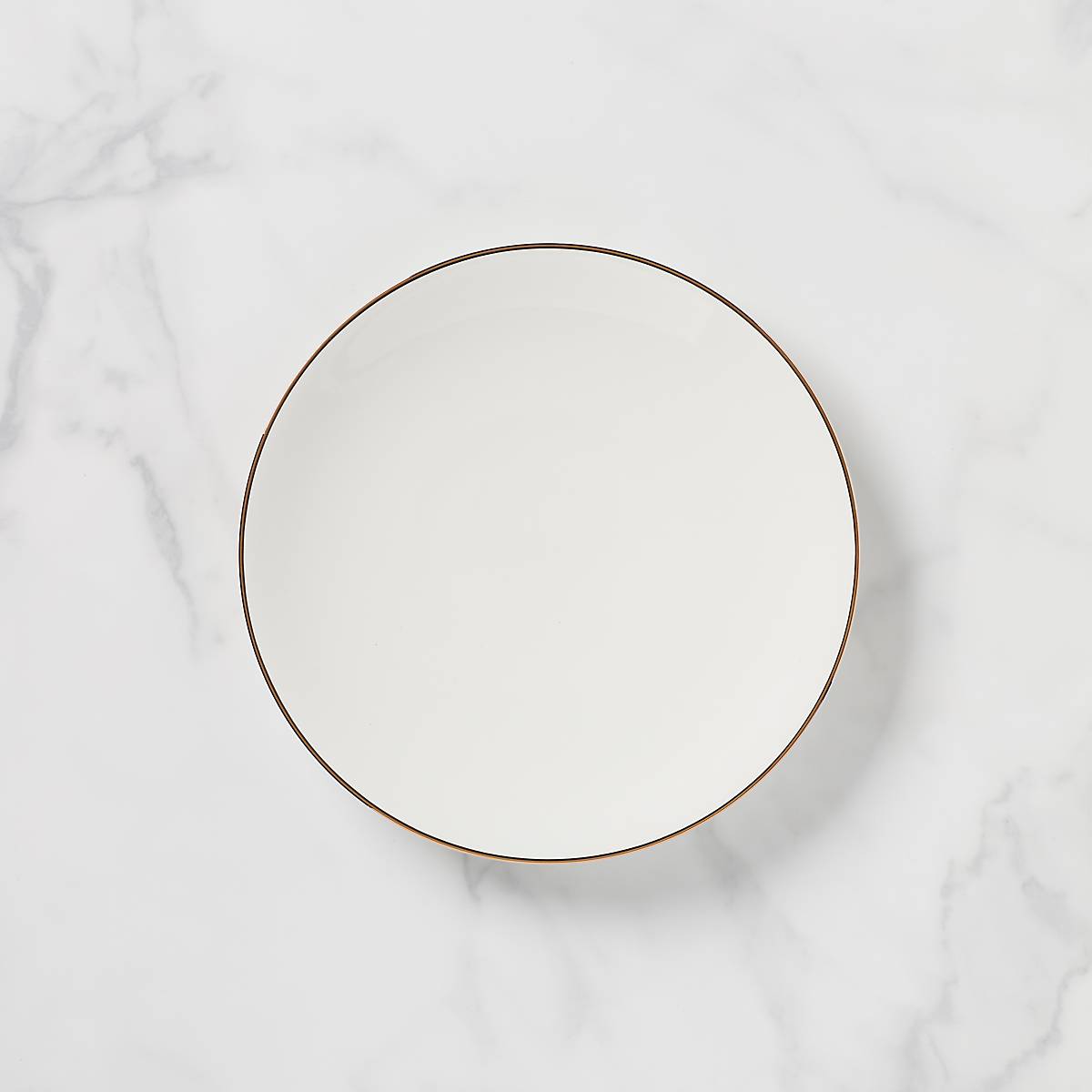 White Ceramic Dinner Plate with Gold Accents | Trianna