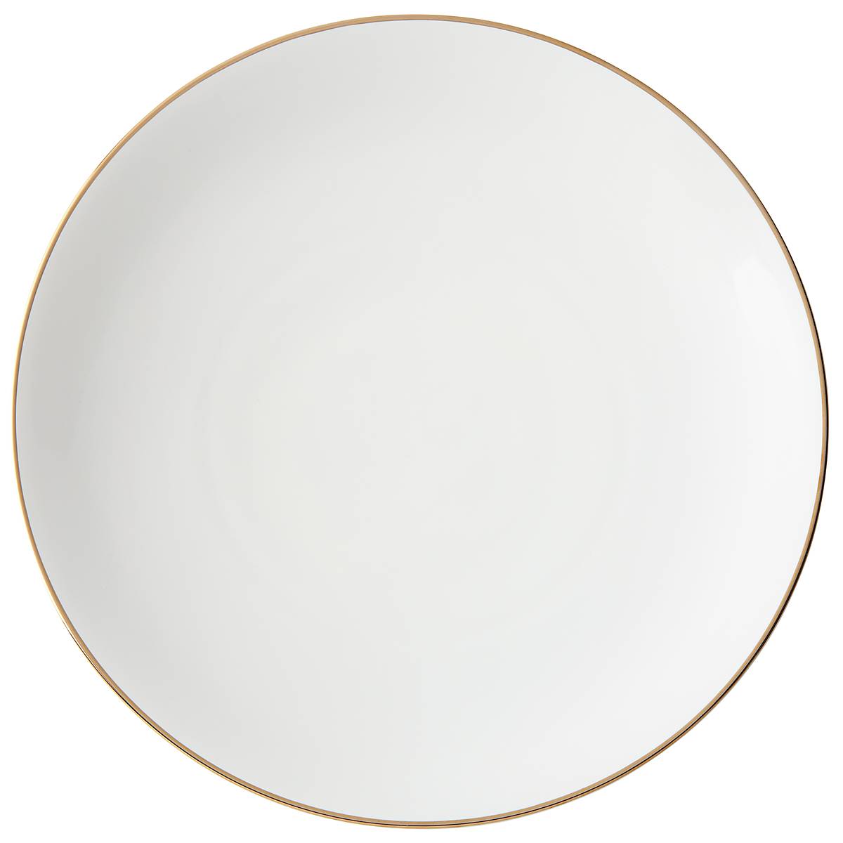 White Ceramic Dinner Plate with Gold Accents | Trianna