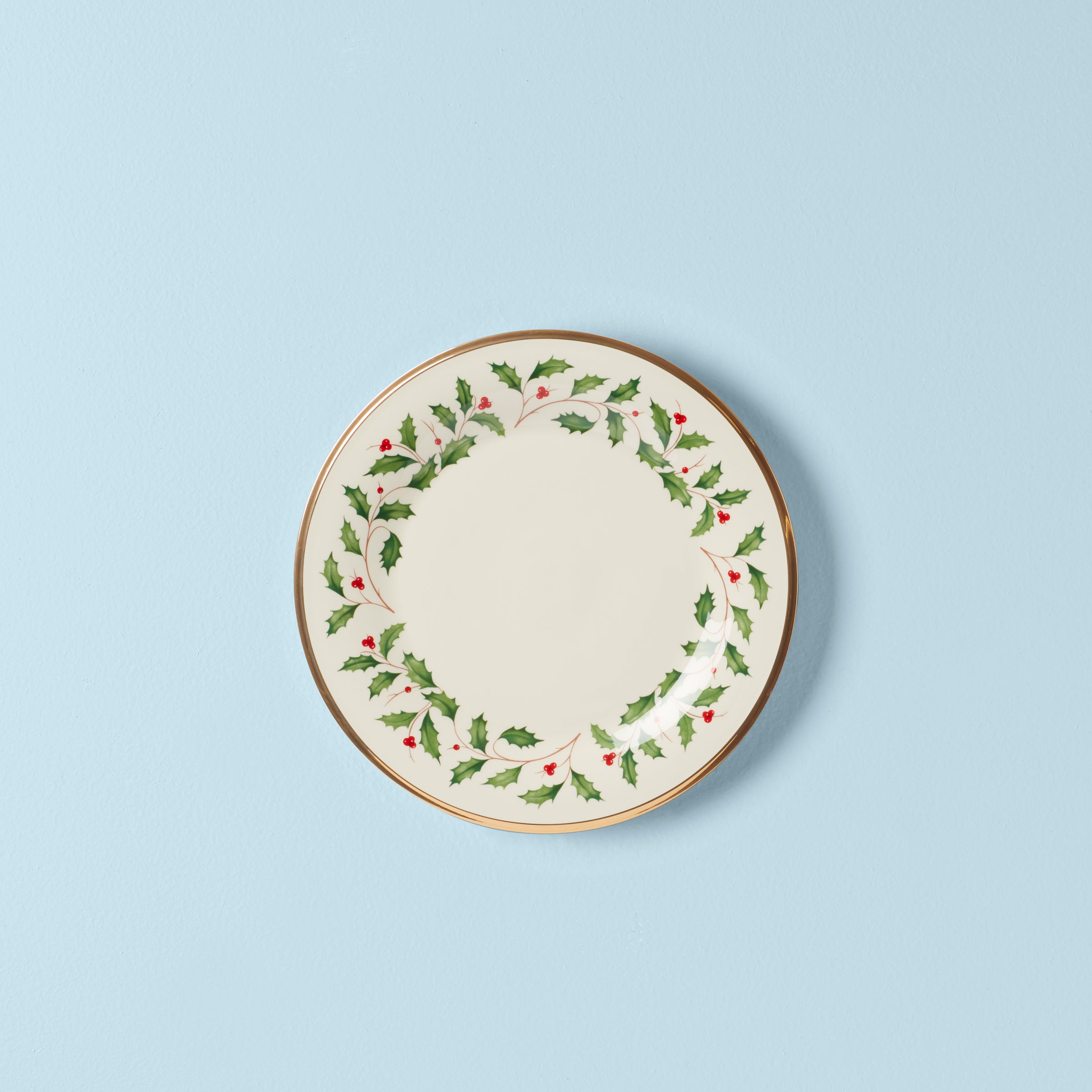 Holiday Dinner Plate with Gold Trim & Holly Motif | Lenox