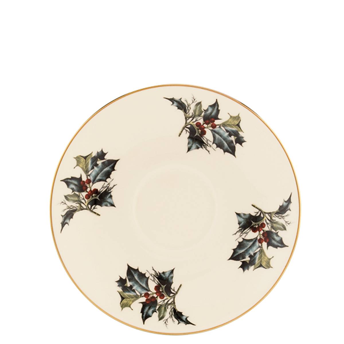 Winter Greetings Bone China Saucer with Gold Accents | Lenox