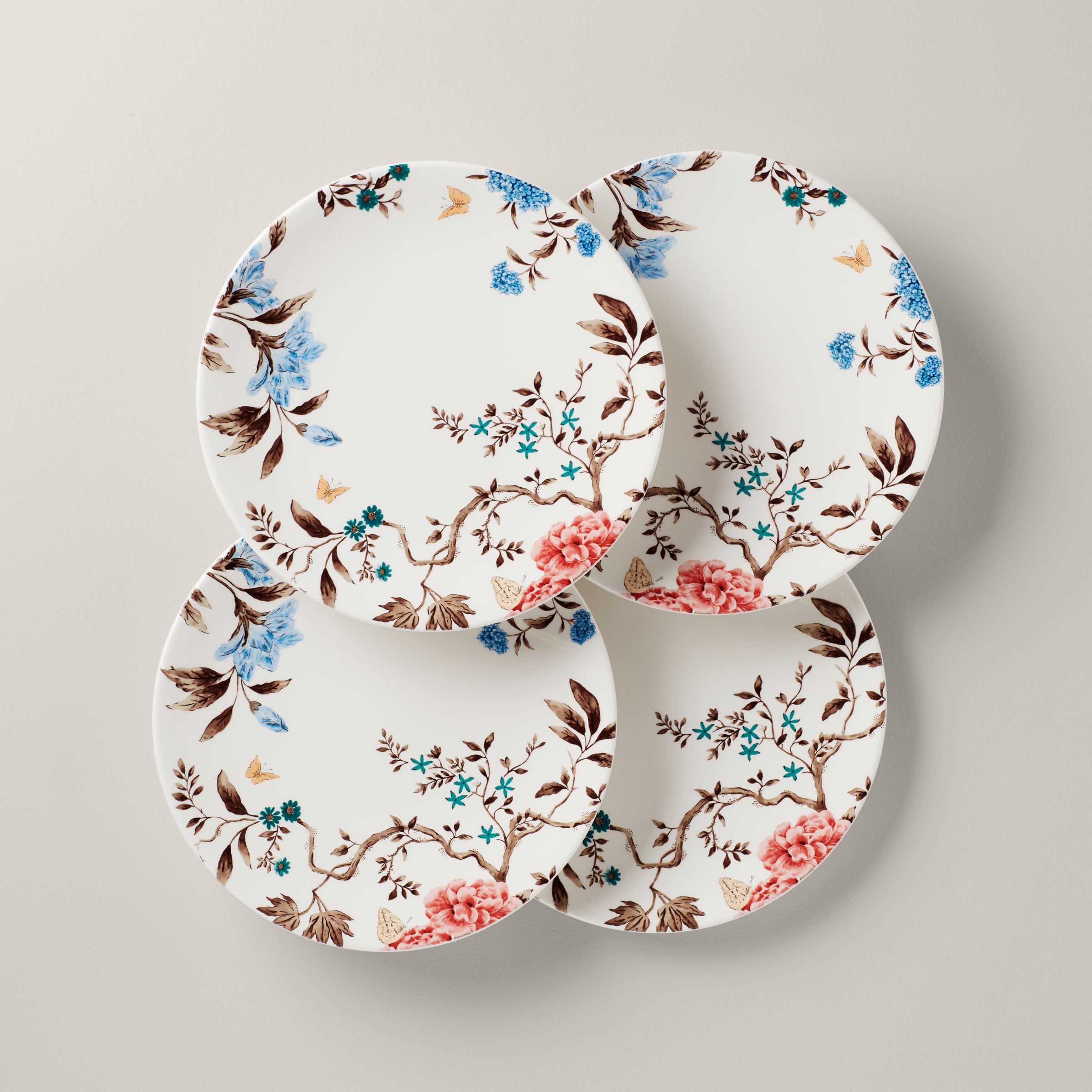 Vintage-Inspired Dinner Plates Set of 4 with Birds & Botanicals | Sprig & Vine