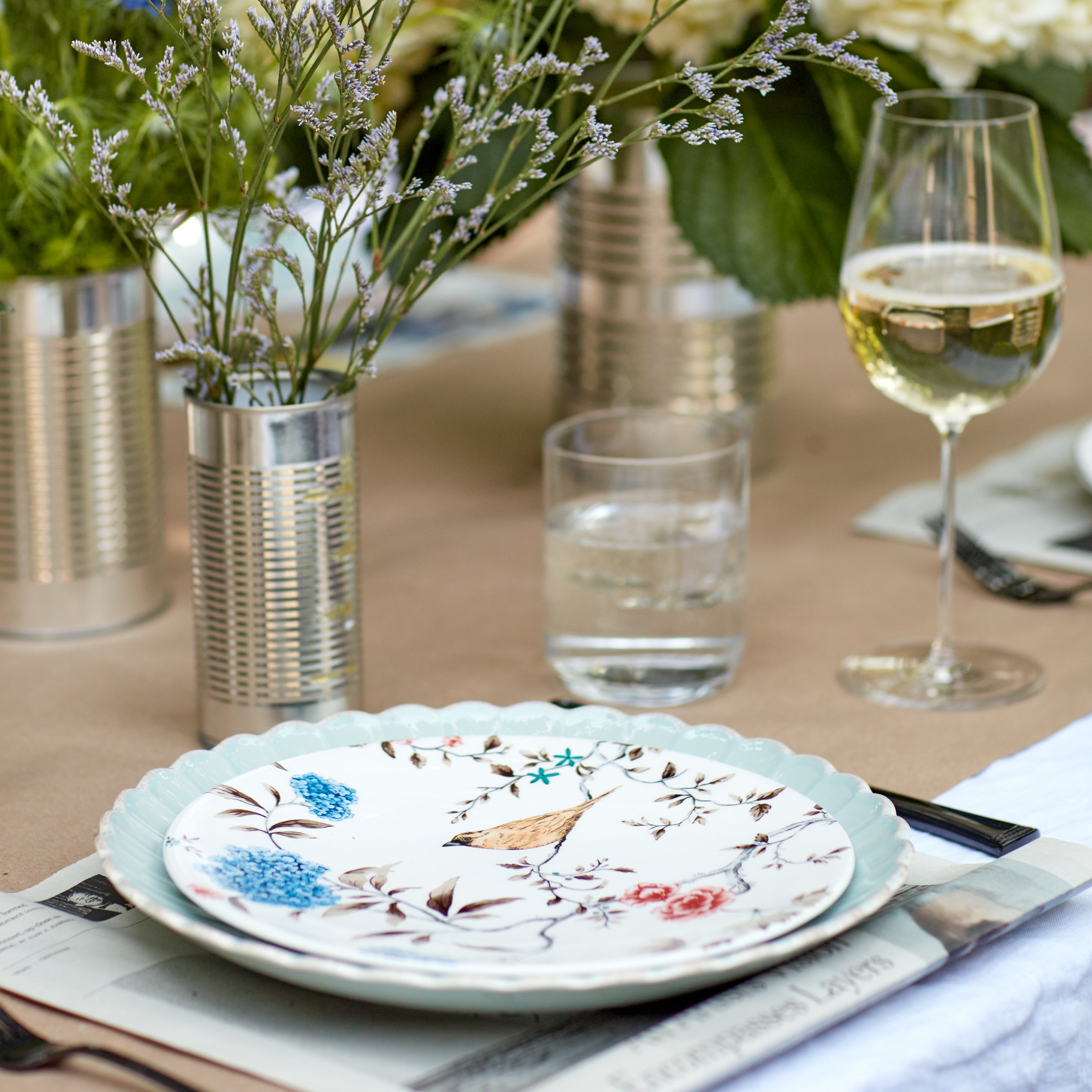 Vintage-Inspired Dinner Plates Set of 4 with Birds & Botanicals | Sprig & Vine