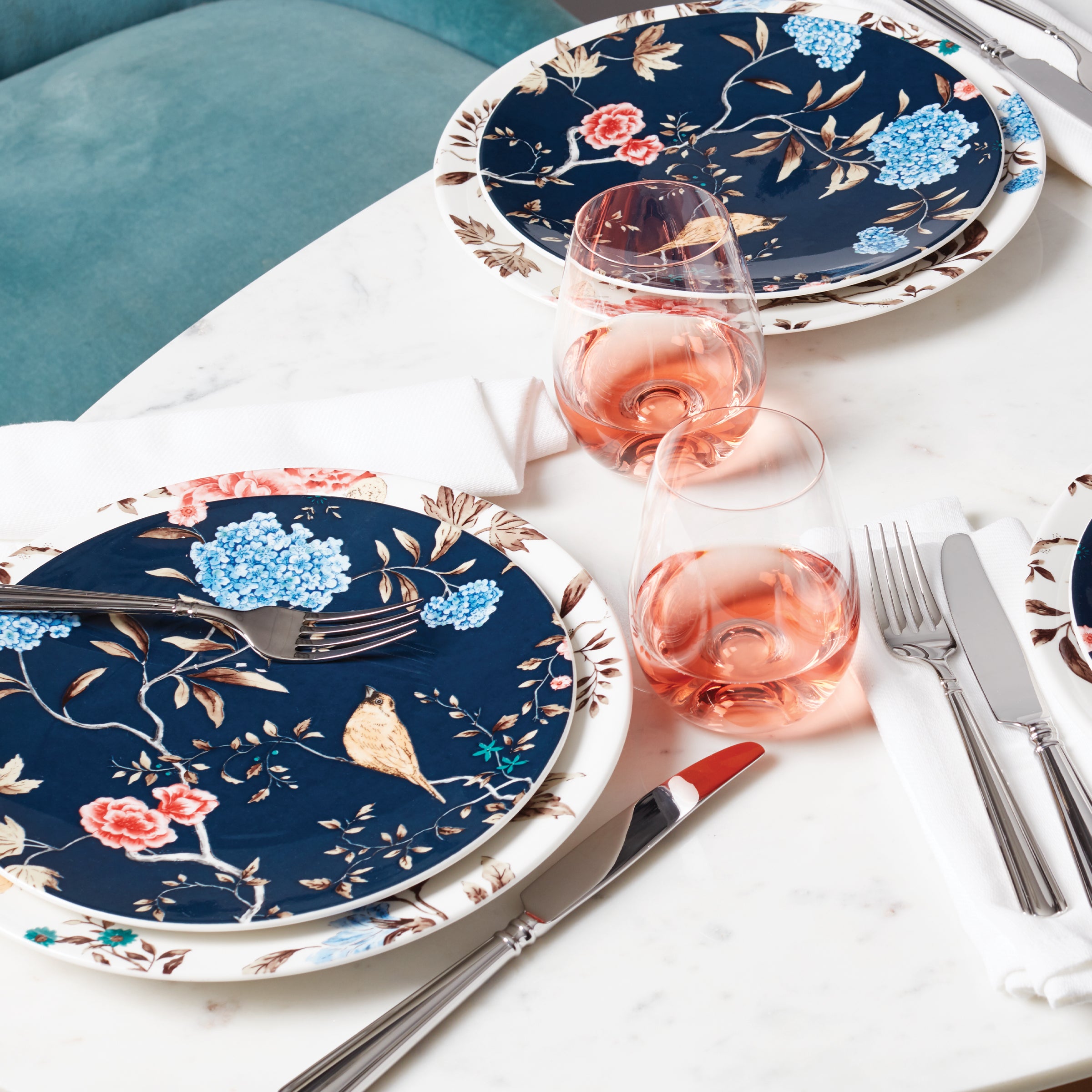 Vintage-Inspired Dinner Plates Set of 4 with Birds & Botanicals | Sprig & Vine