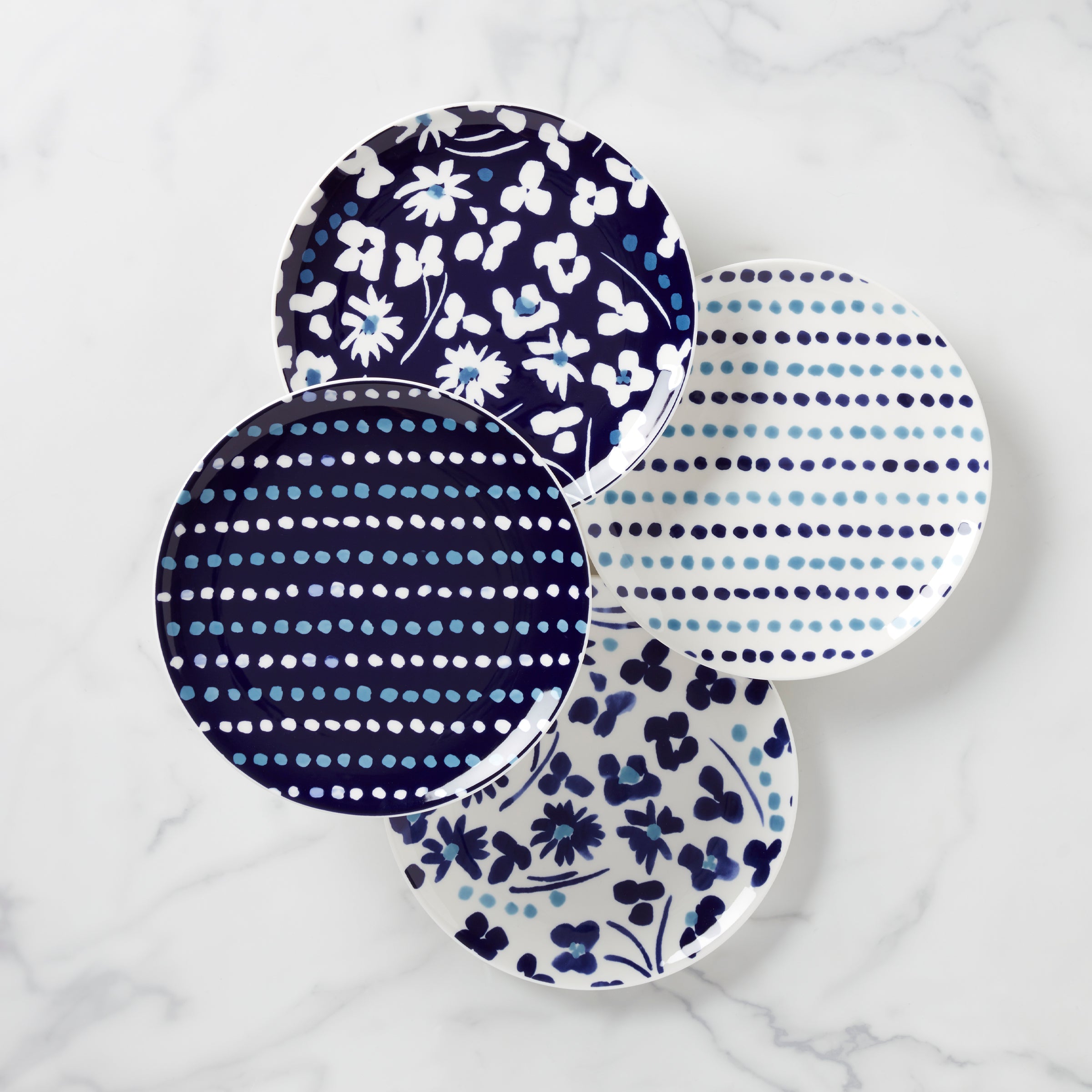 Floral Accent Plates - Set of 4 with Dots & Flowers | Kate Spade