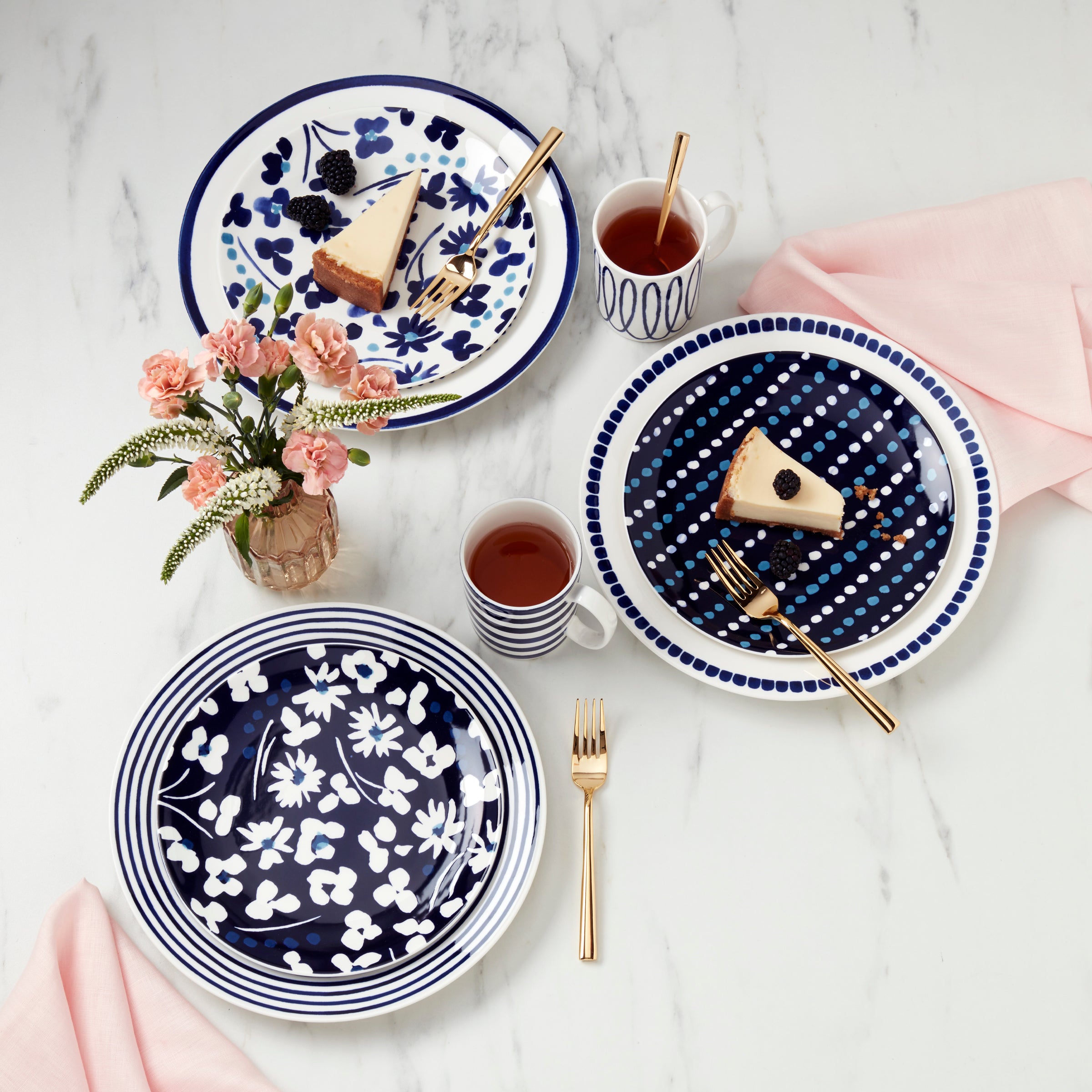Floral Accent Plates - Set of 4 with Dots & Flowers | Kate Spade
