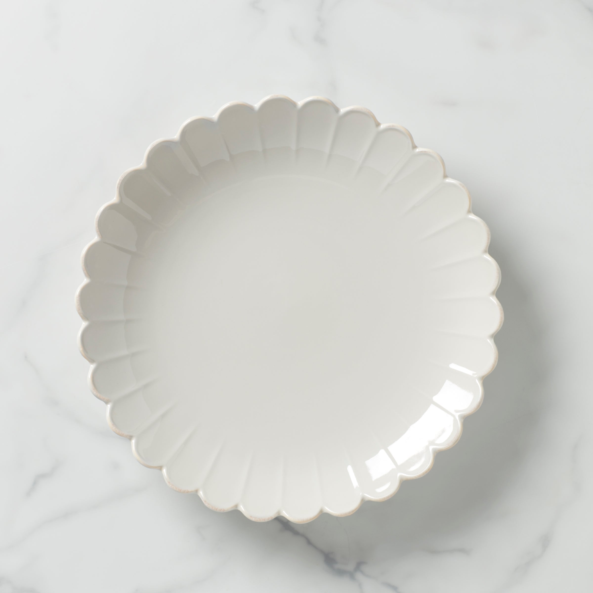 French Scallop Platter with Ruffles & Tea-Stained Finish | French Perle