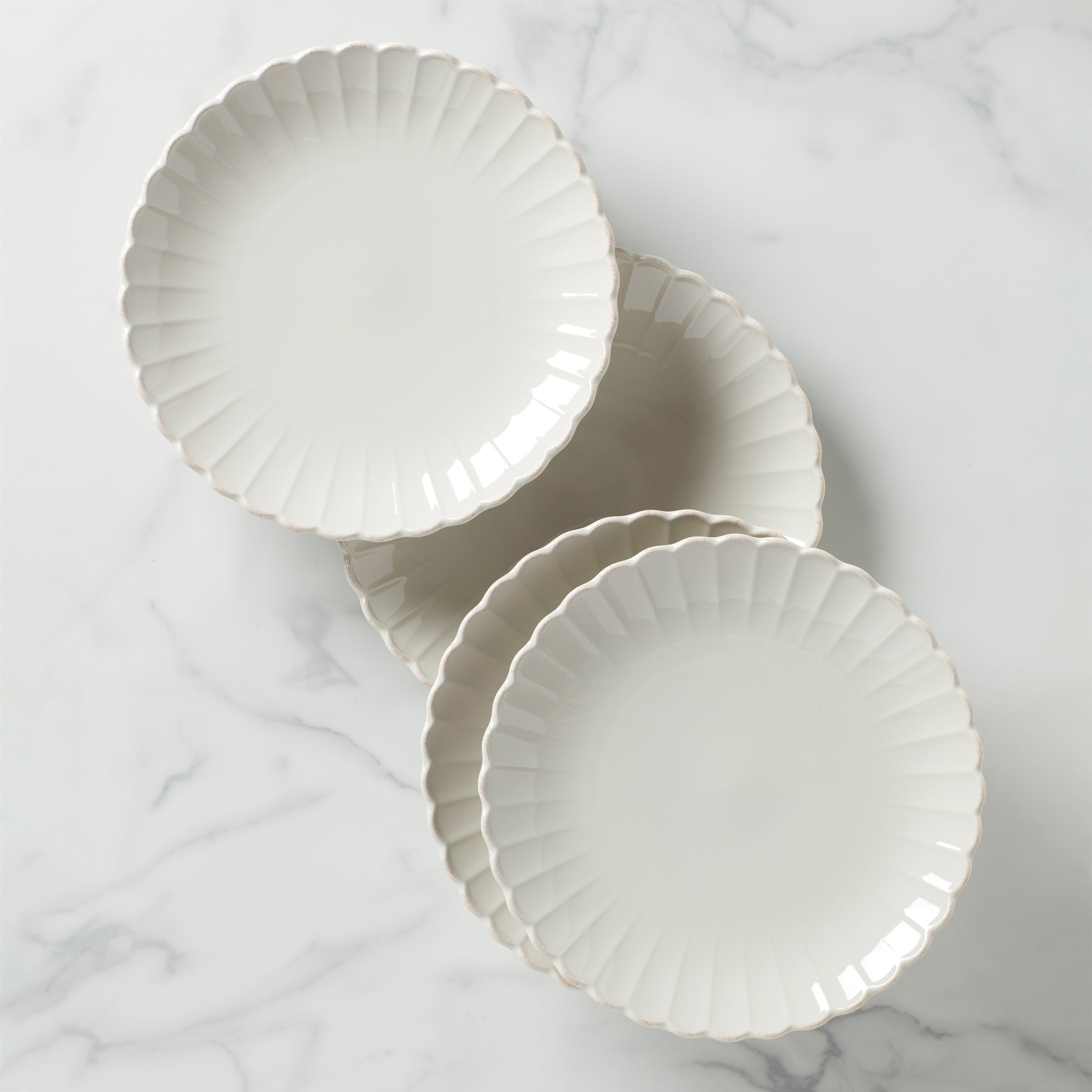 Scallop Edge Dinner Plates Set of 4 - French Perle