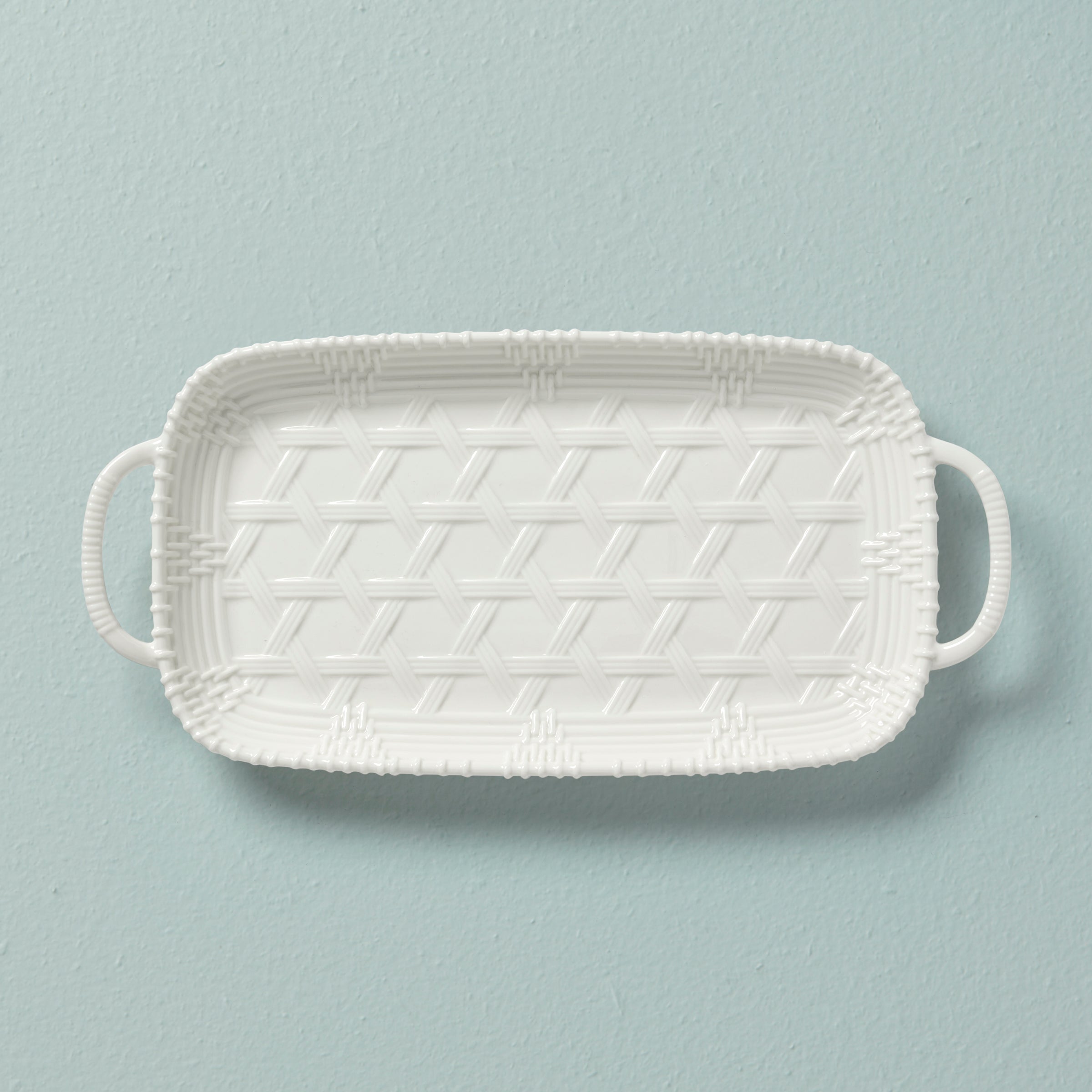 Wicker Serving Tray with Handles for Hosting | Creek Porcelain