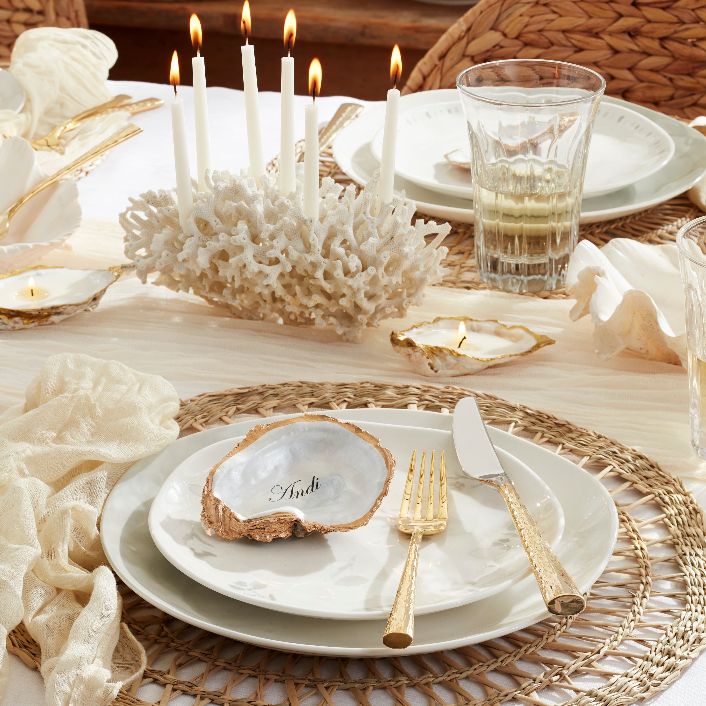 Porcelain Dinner Plates Set of 4 with Watercolor Design | Oyster Bay