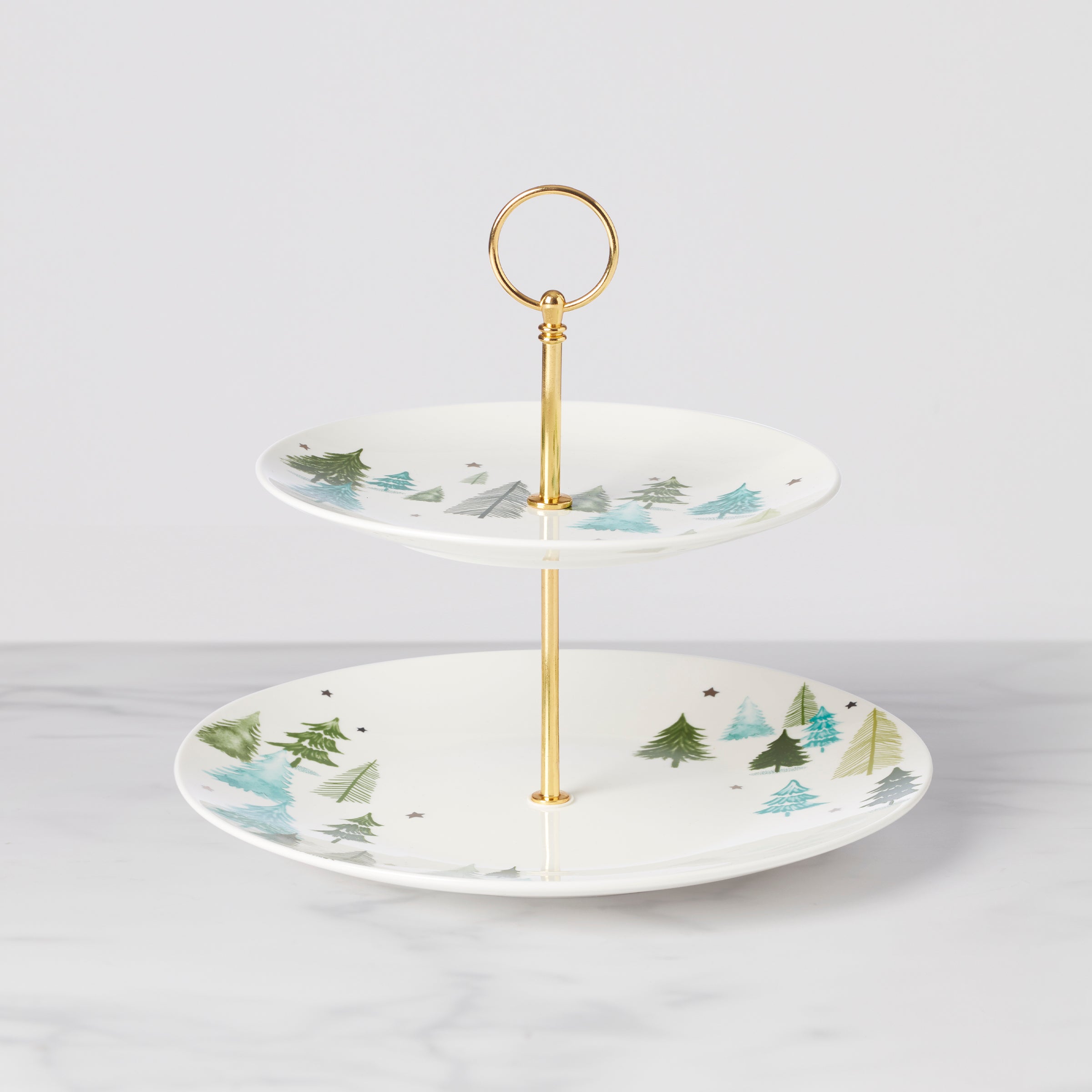 2-Tiered Dessert Server with Winter Wonderland Design | Balsam Lane