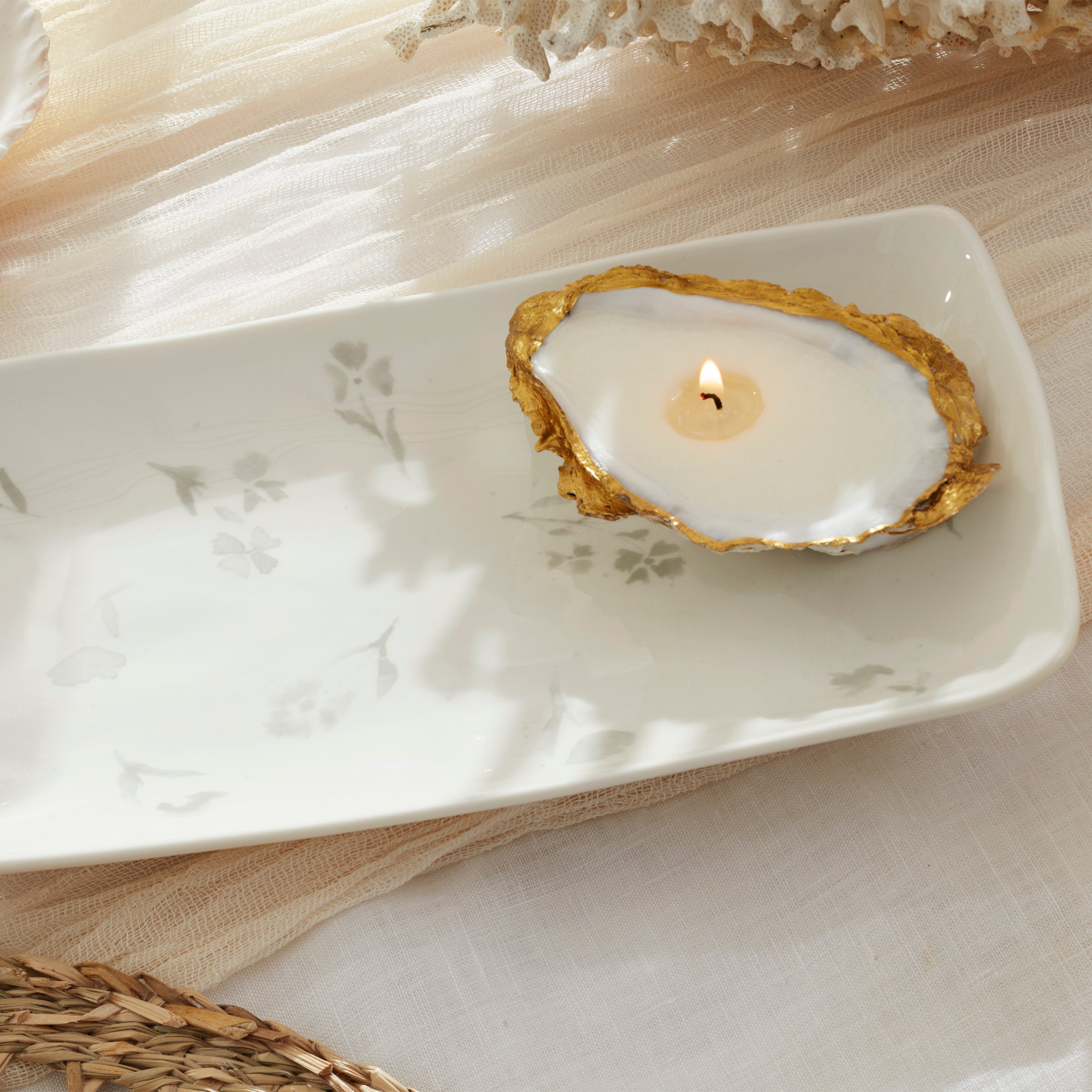 Porcelain Nesting Serving Platters - Oyster Bay Grey Watercolor Design