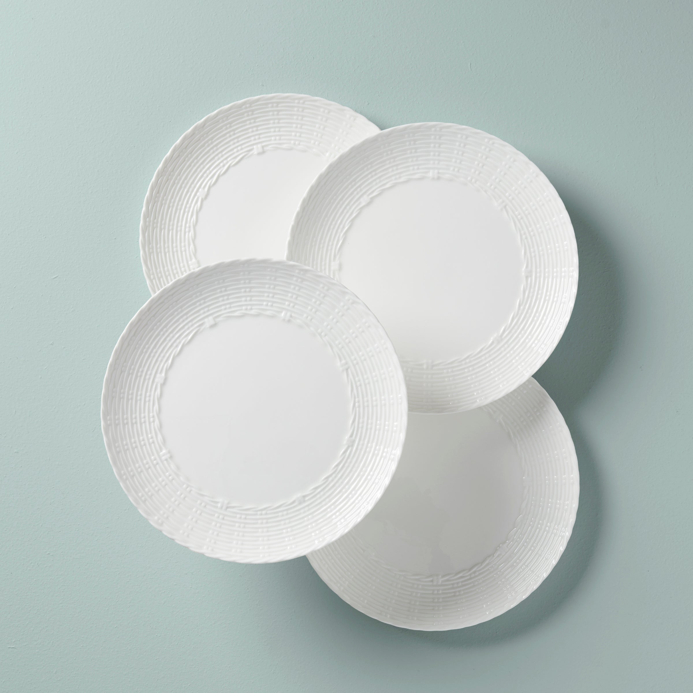 Bone China Dinner Plates Set of 4 with Wicker Texture | Wicker Creek