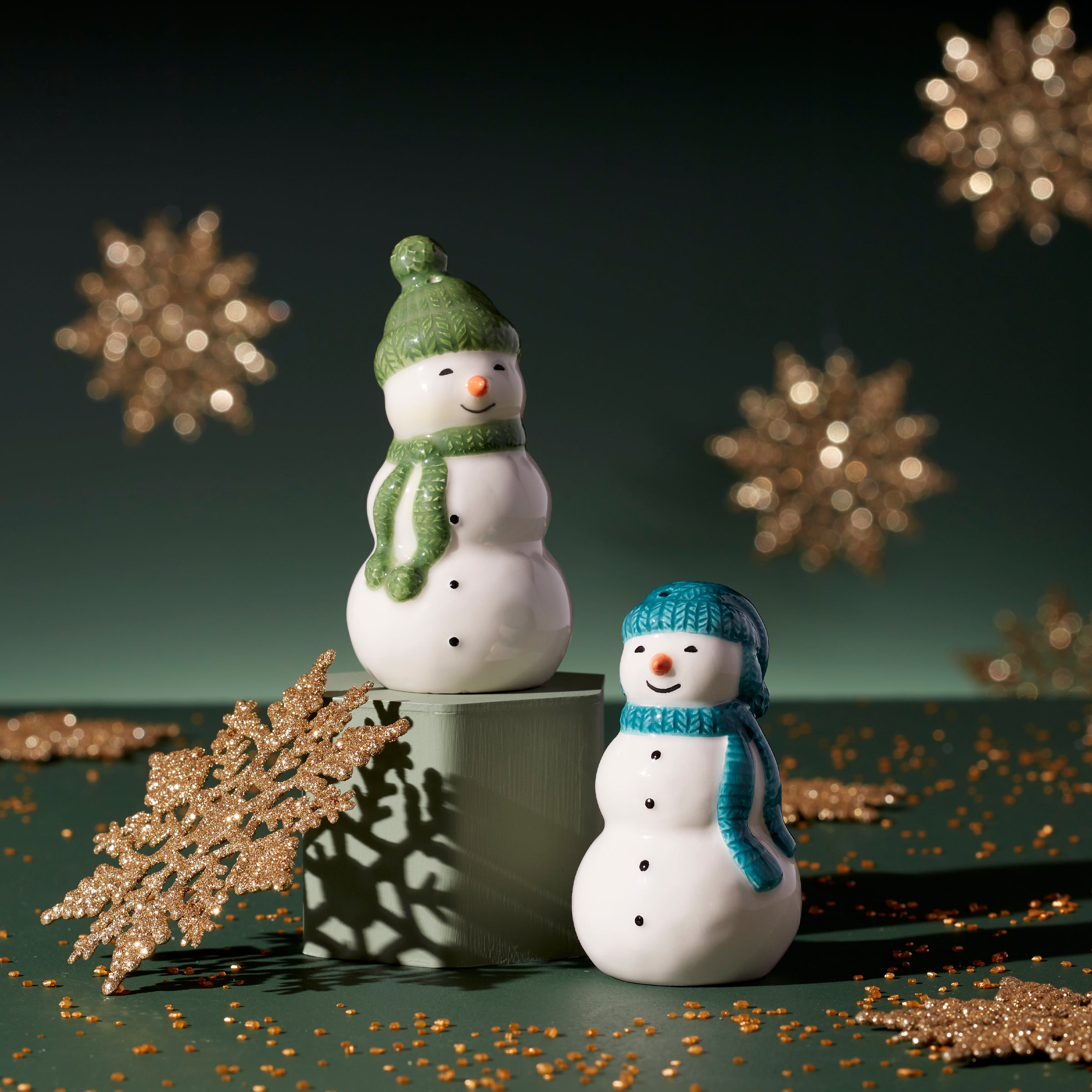 Snowman Salt & Pepper Shakers Set - Winter-Themed Stoneware | Balsam Lane
