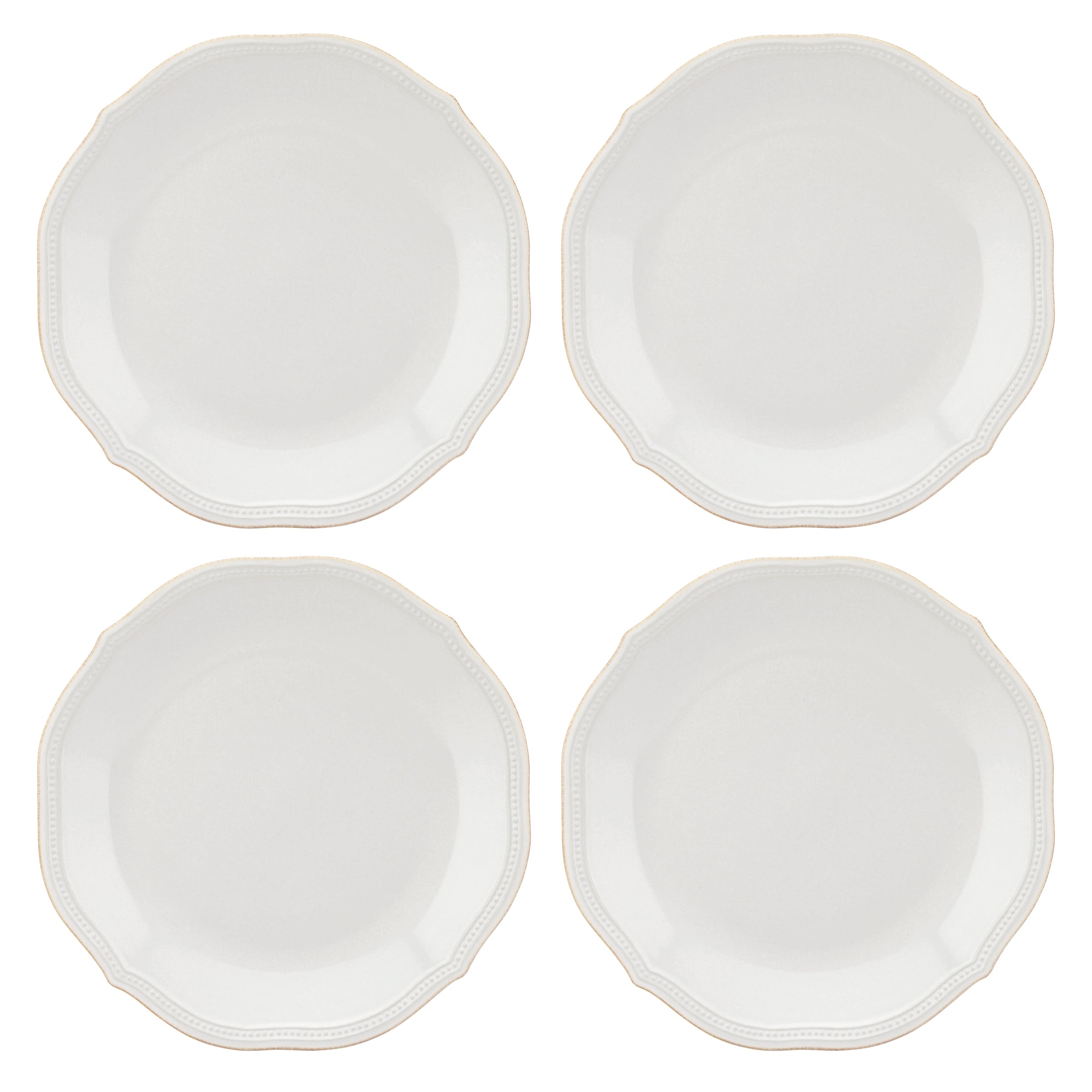 Scalloped Ceramic Dinner Plates - Set of 4 | French Perle Bead