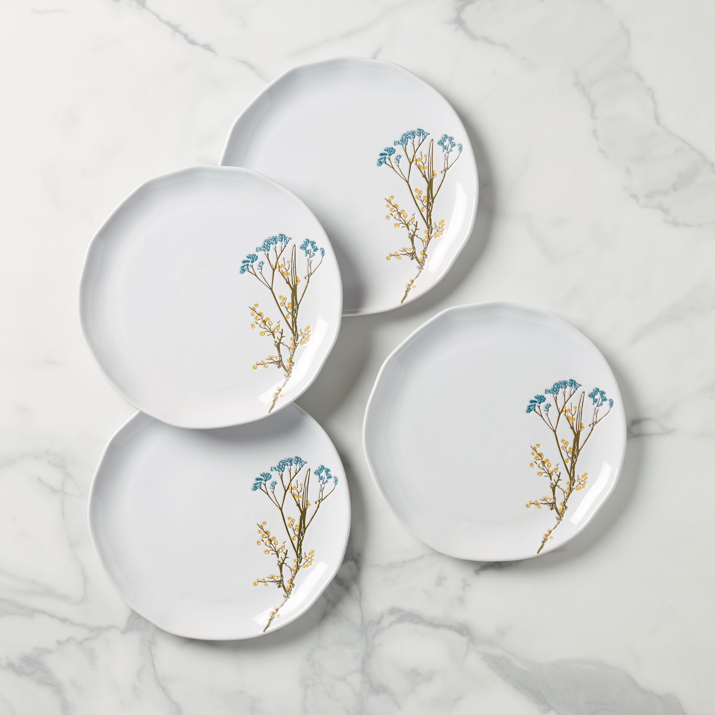 Wildflower Dinner Plates Set of 4 - Stoneware Spring Tableware